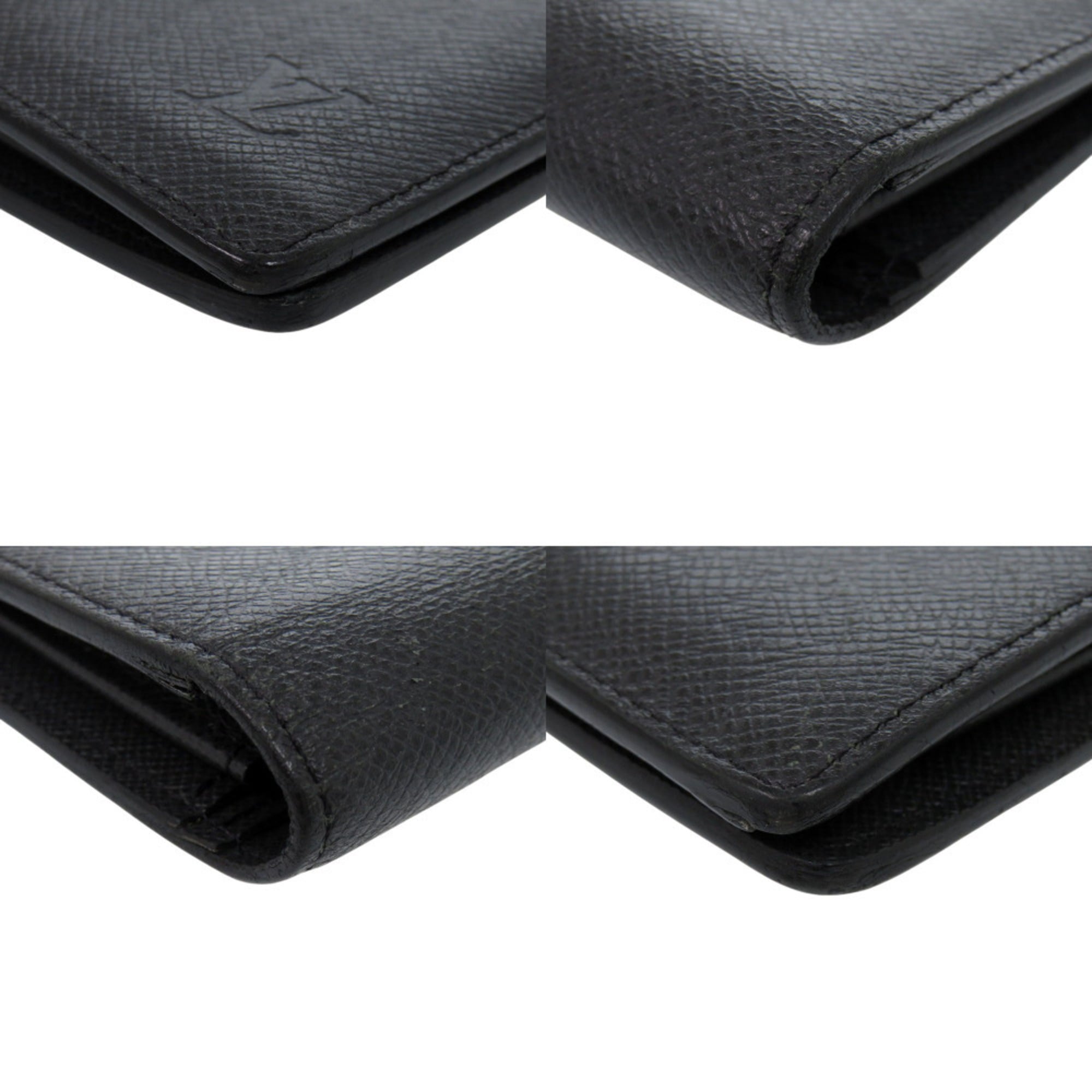 Louis Vuitton Black Noir Taiga Leather Leather Long Wallet