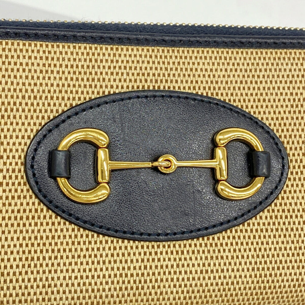 Gucci Beige Navy Canvas Long Wallet (Bi-Fold) (Pre-Owned)