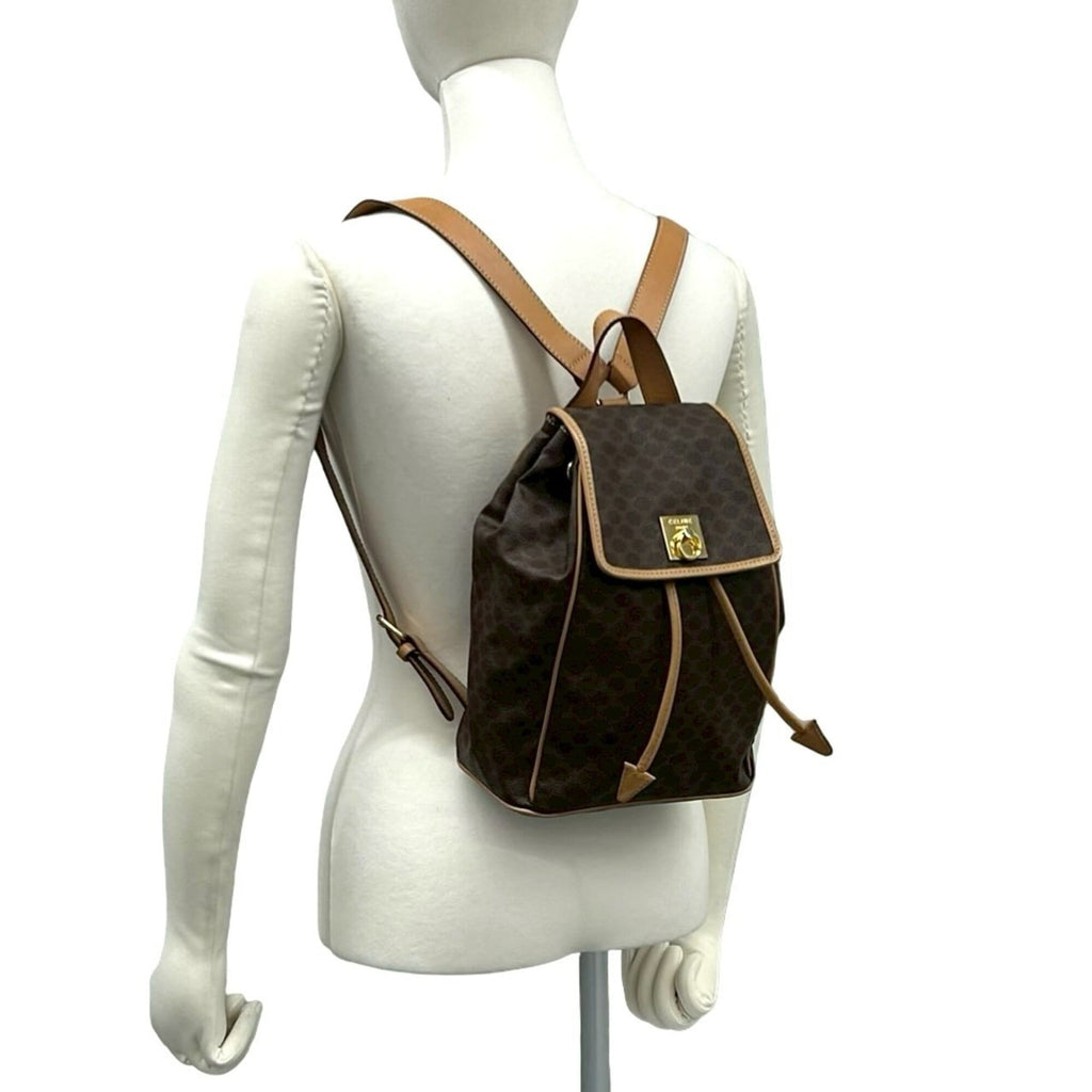 Celine Brown Leather Pvc Backpack