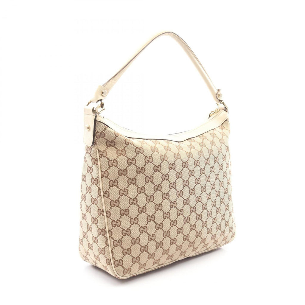 Gucci Beige Ivory Canvas Leather Handbag Shoulder Bag (Pre-Owned)