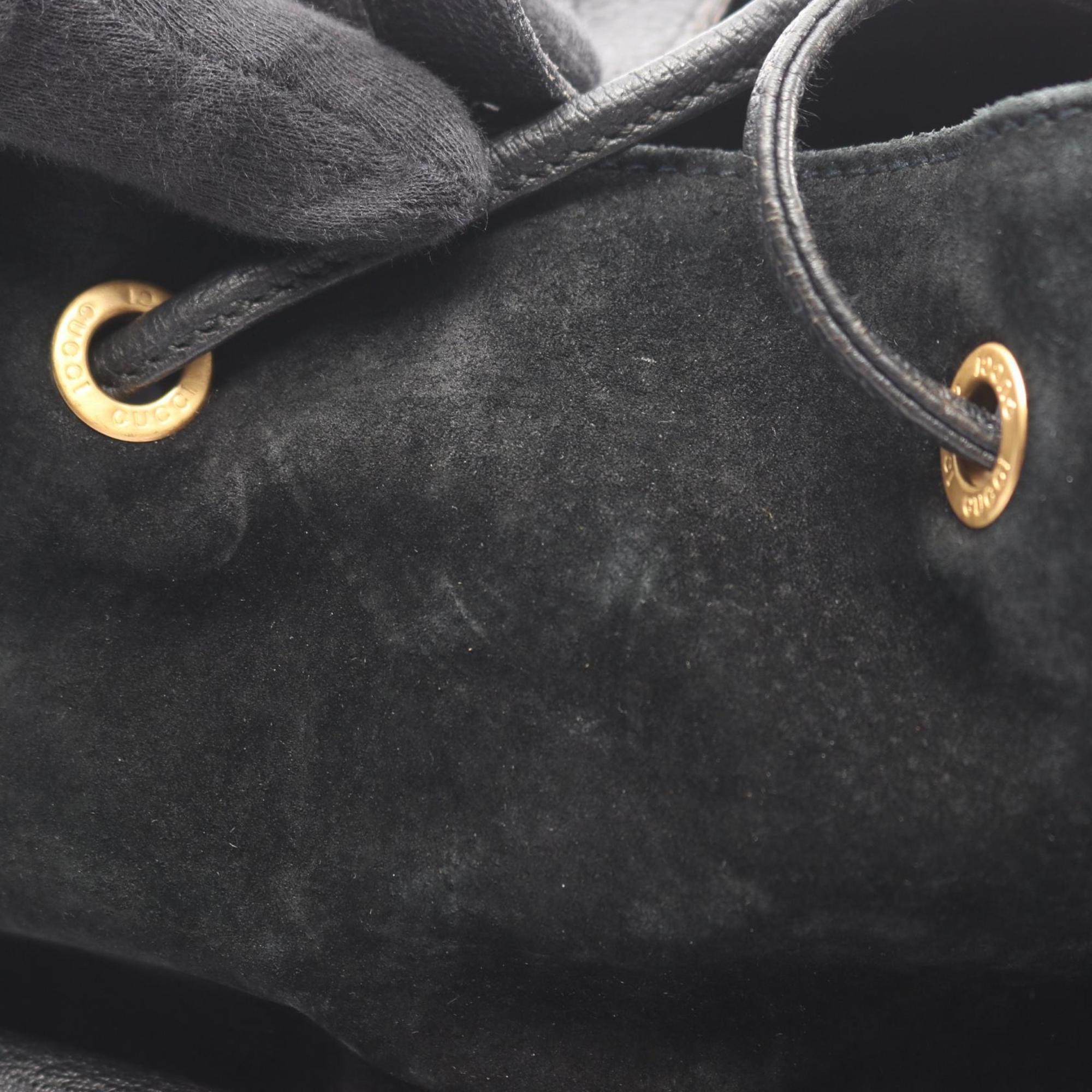 Gucci Black Suede Leather Backpack (Pre-Owned)