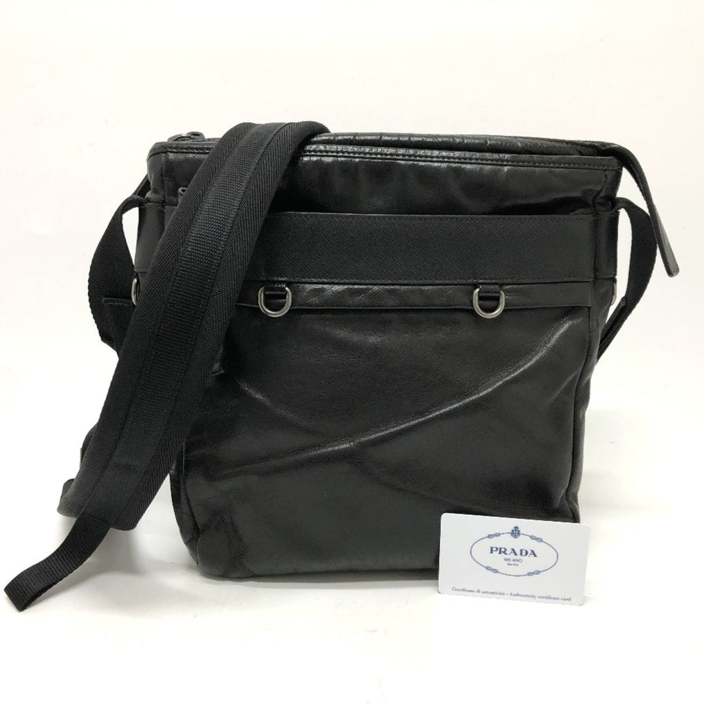 Prada Black Leather Messenger Bag Shoulder Bag