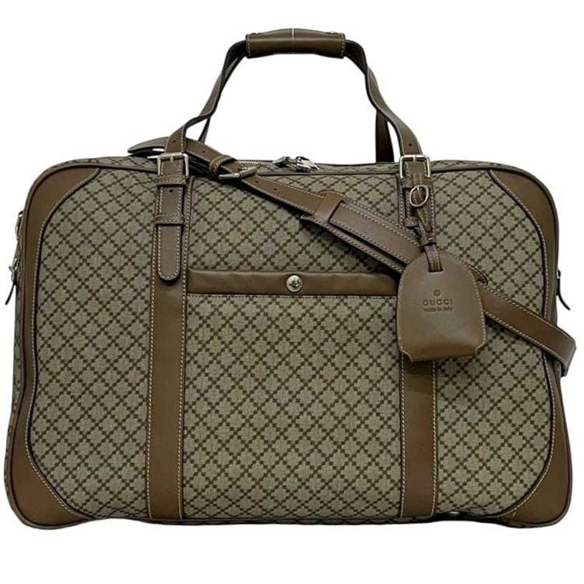 Gucci Beige Brown Pvc Leather Boston Bag Shoulder Bag (Pre-Owned)