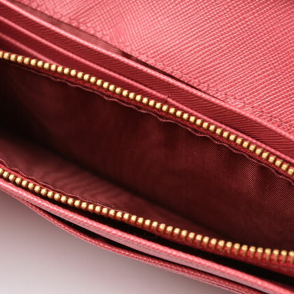 Prada Peonia Saffiano Metal Saffiano Metal Long Wallet (Bi-Fold)