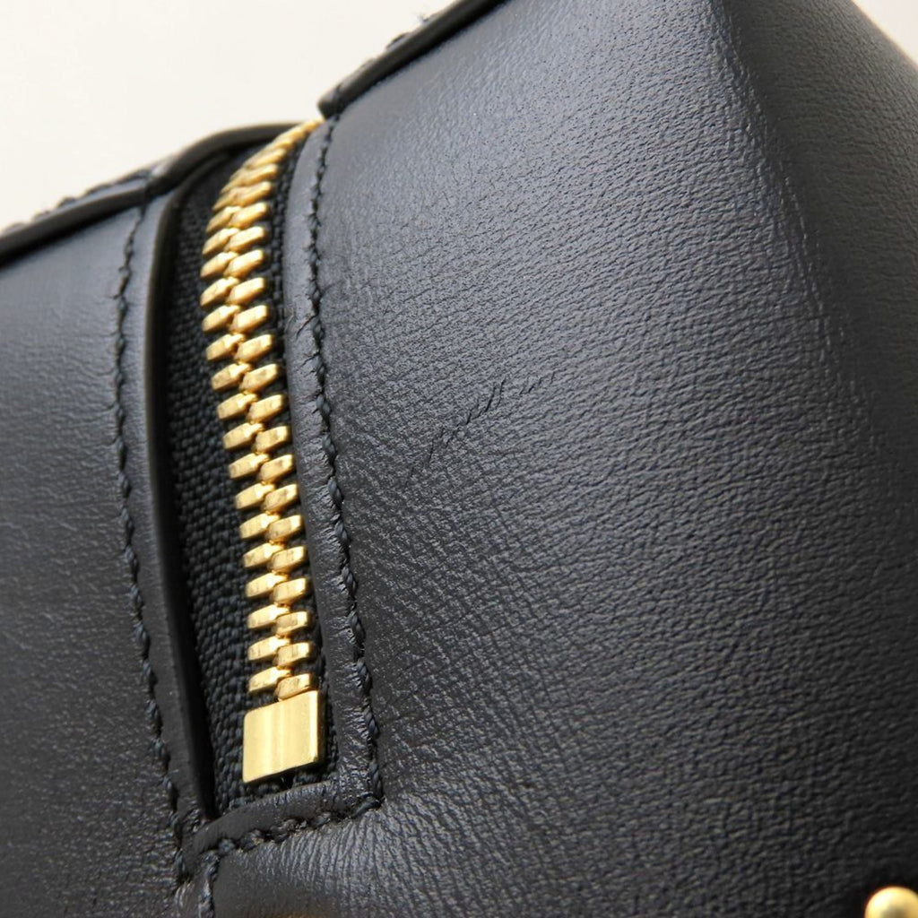 Louis Vuitton Black Brown Canvas Leather Handbag