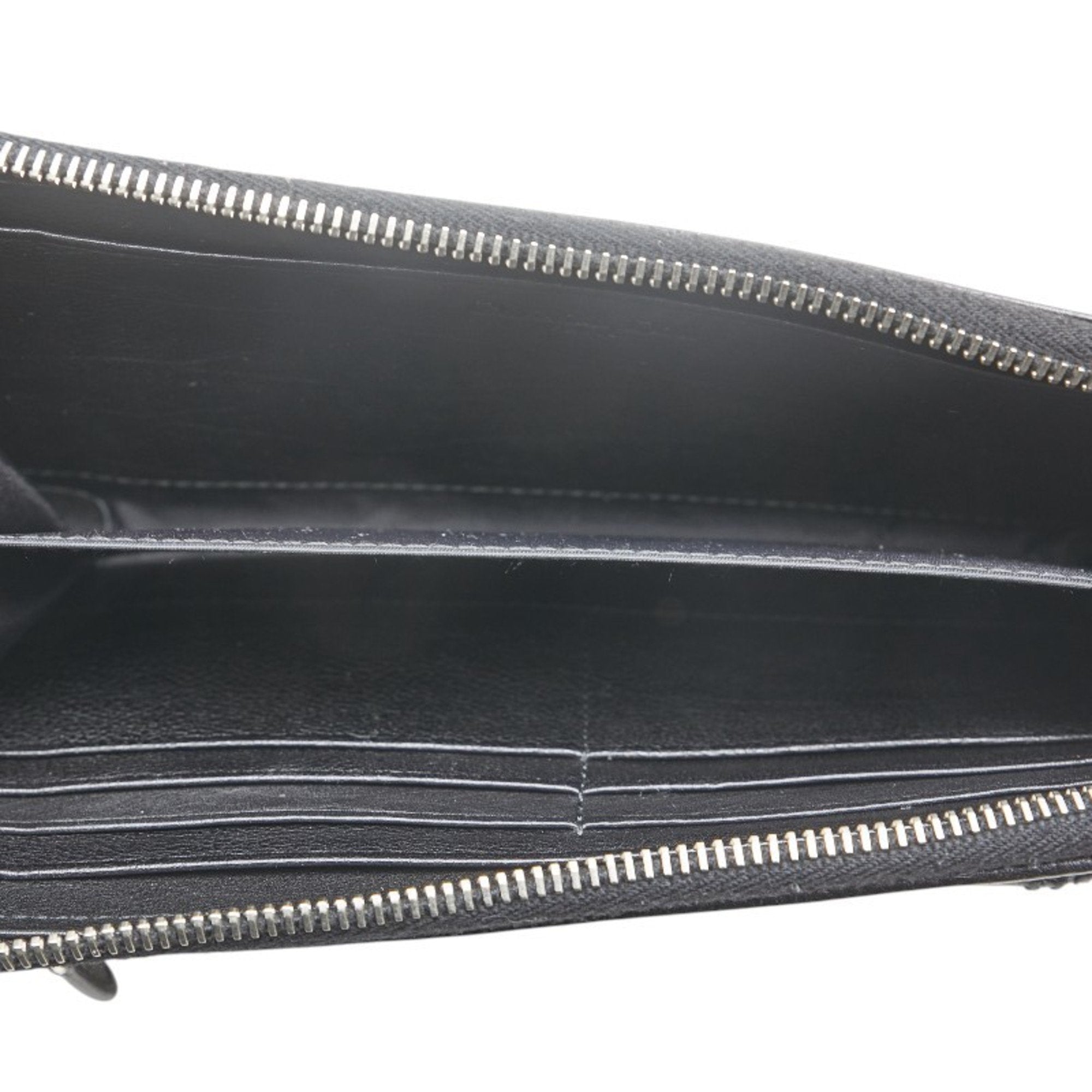 Christian Dior Black Leather Long Wallet (Bi-Fold) (Pre-Owned)