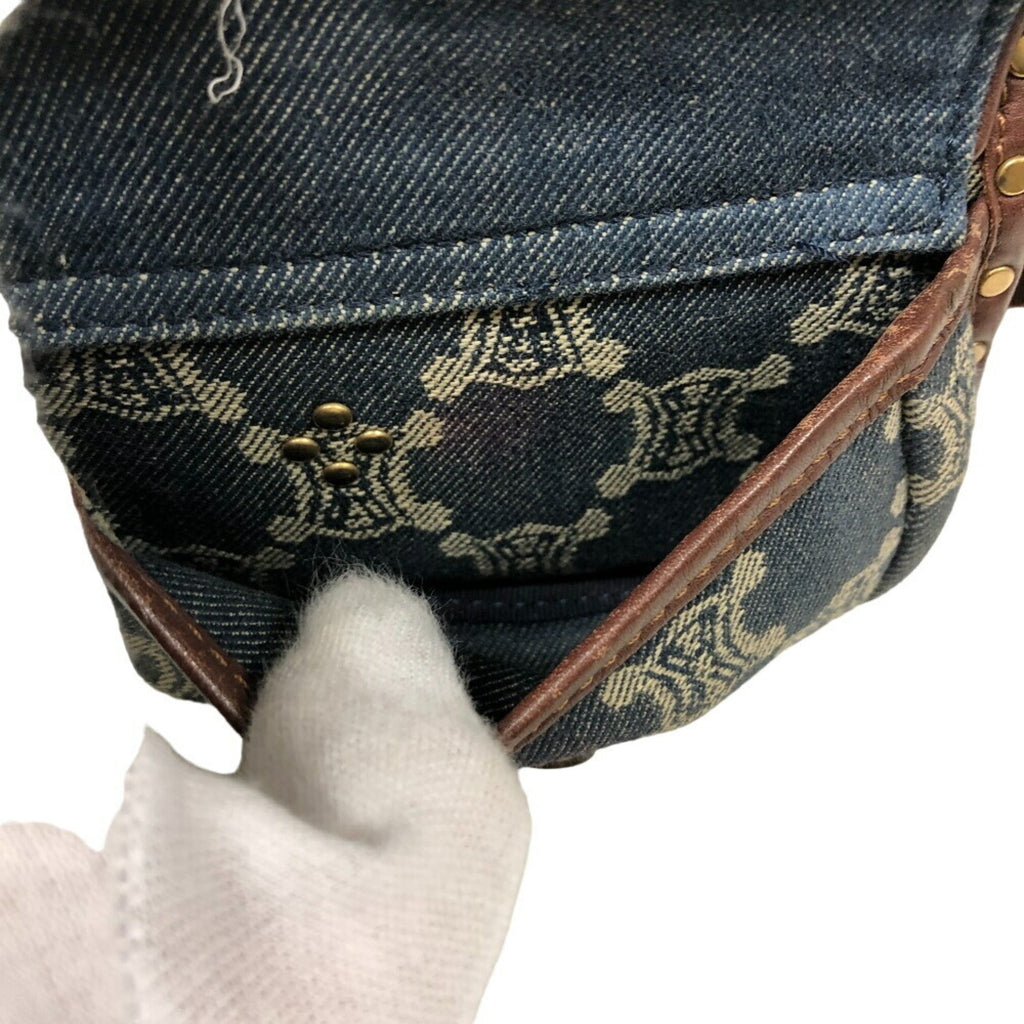 Celine Blue Brown Denim Leather Fanny Pack Sling Bag