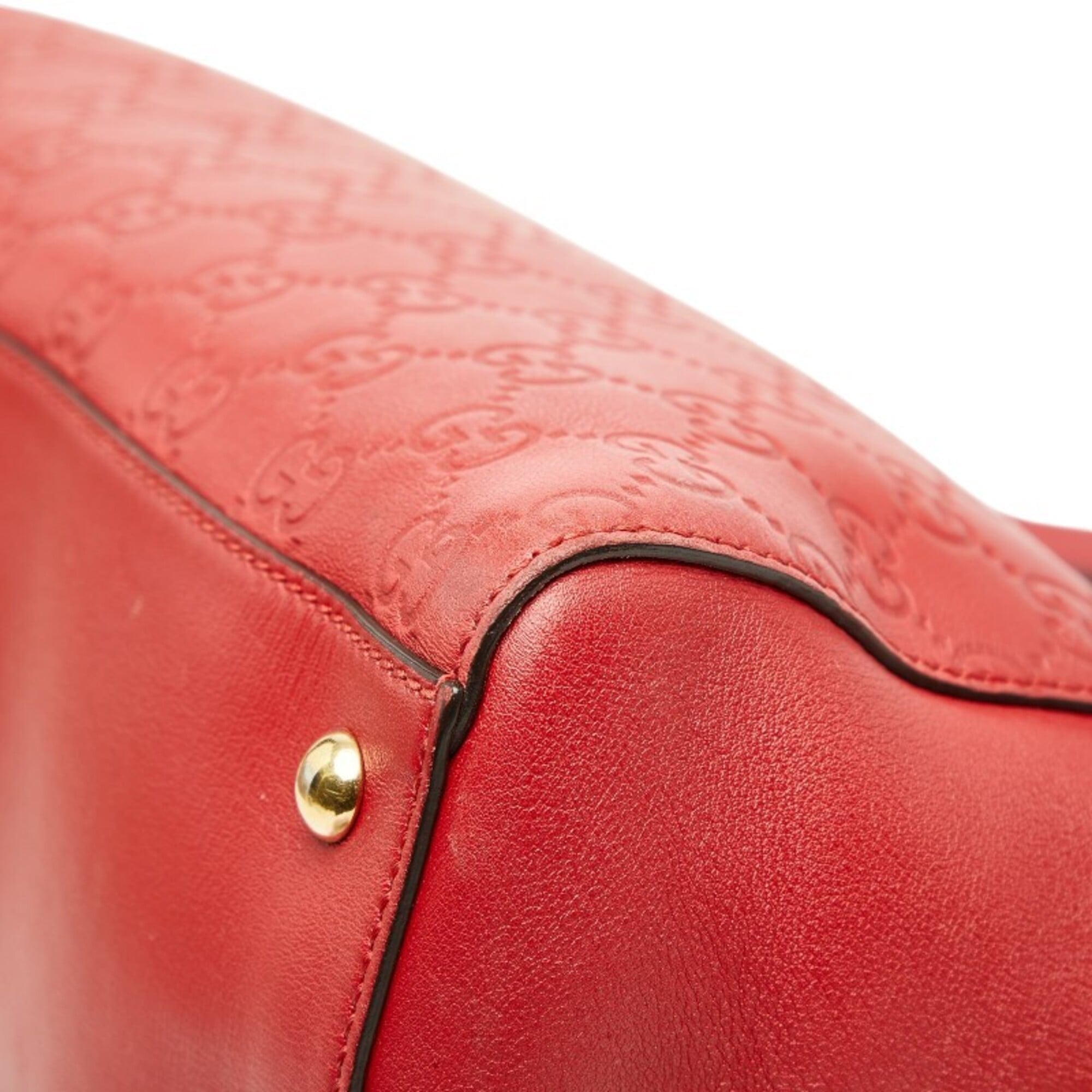 Gucci Red Color Leather Tote Bag (Pre-Owned)