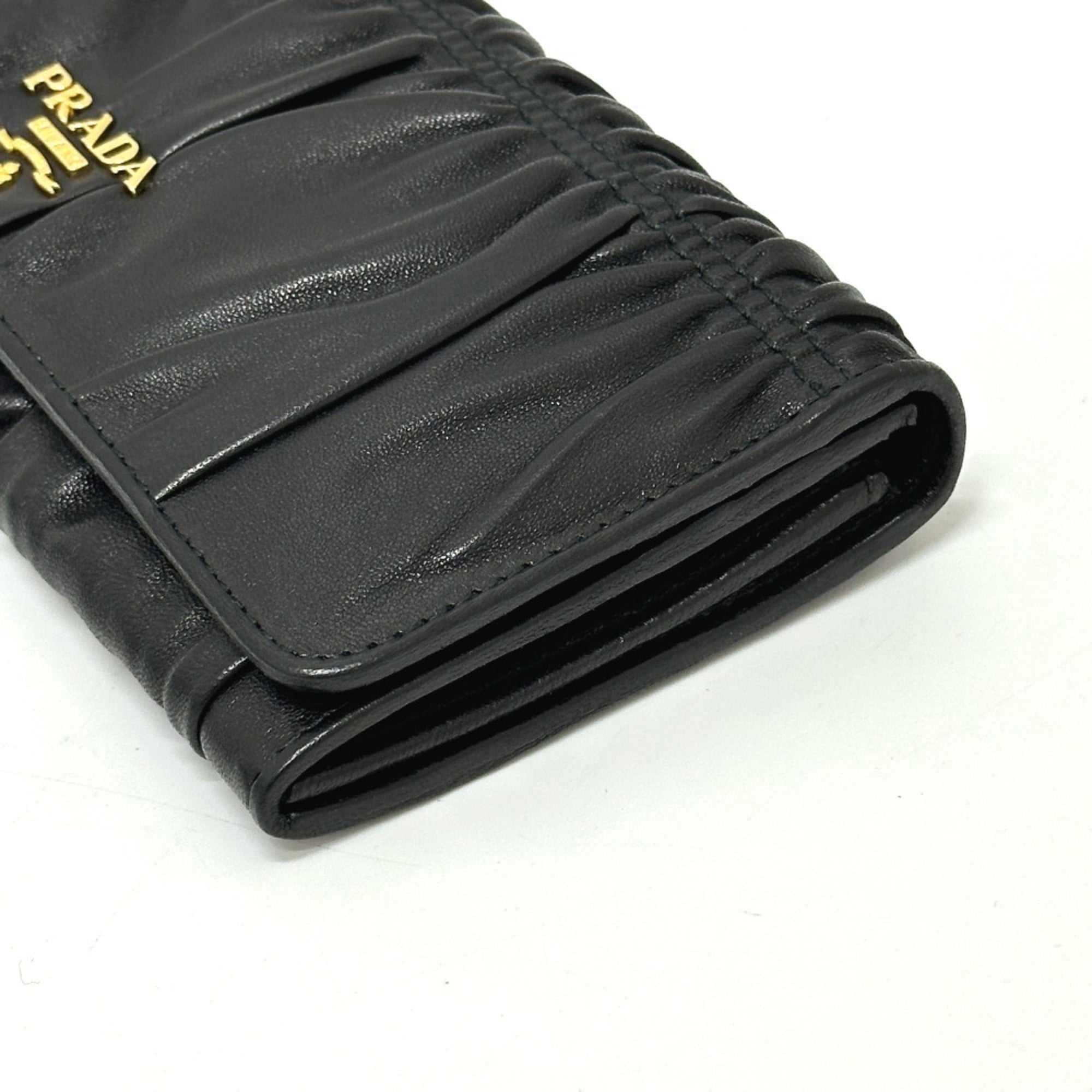 Prada Black Leather Long Wallet (Bi-Fold)