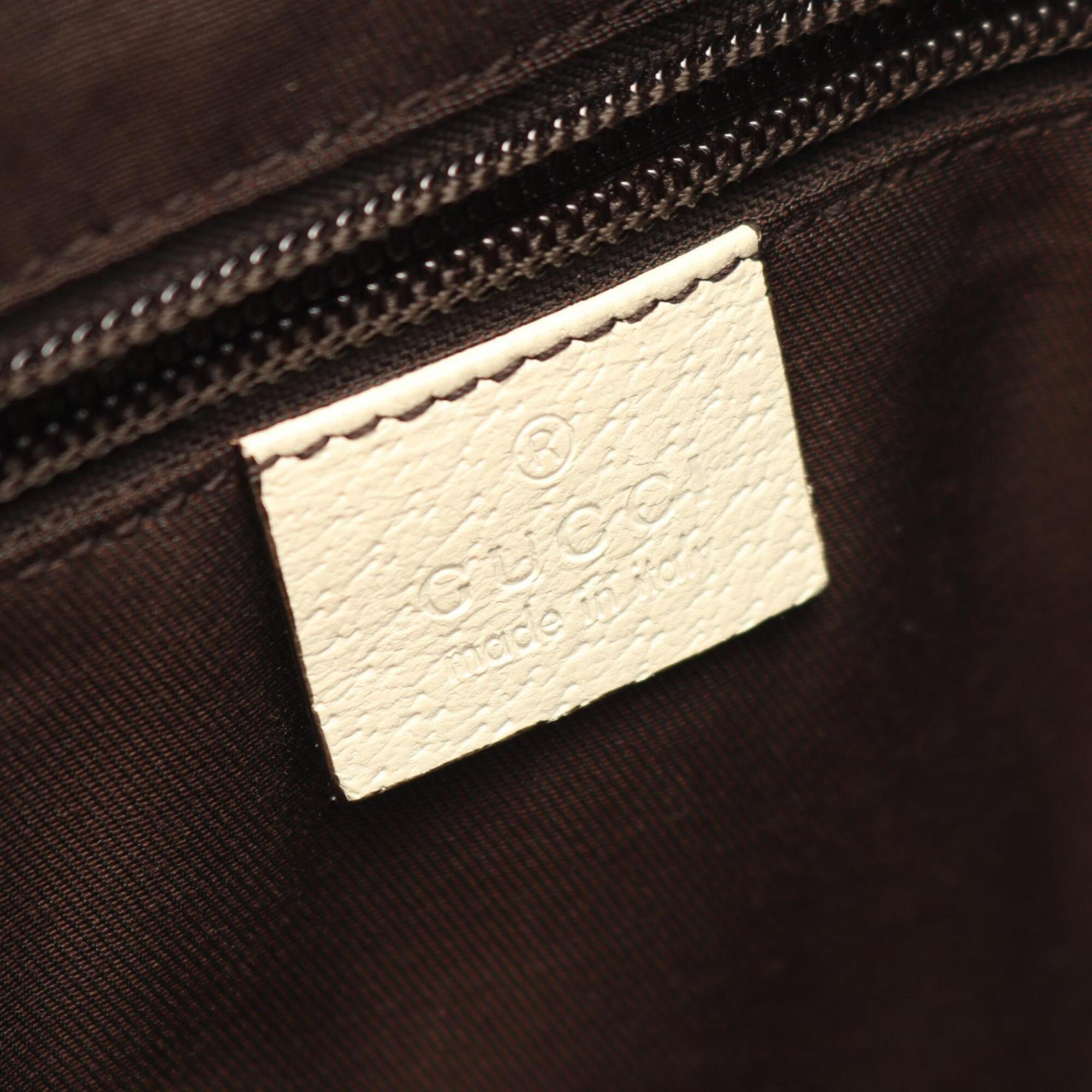 Gucci Beige Ivory Canvas Leather Handbag Shoulder Bag (Pre-Owned)