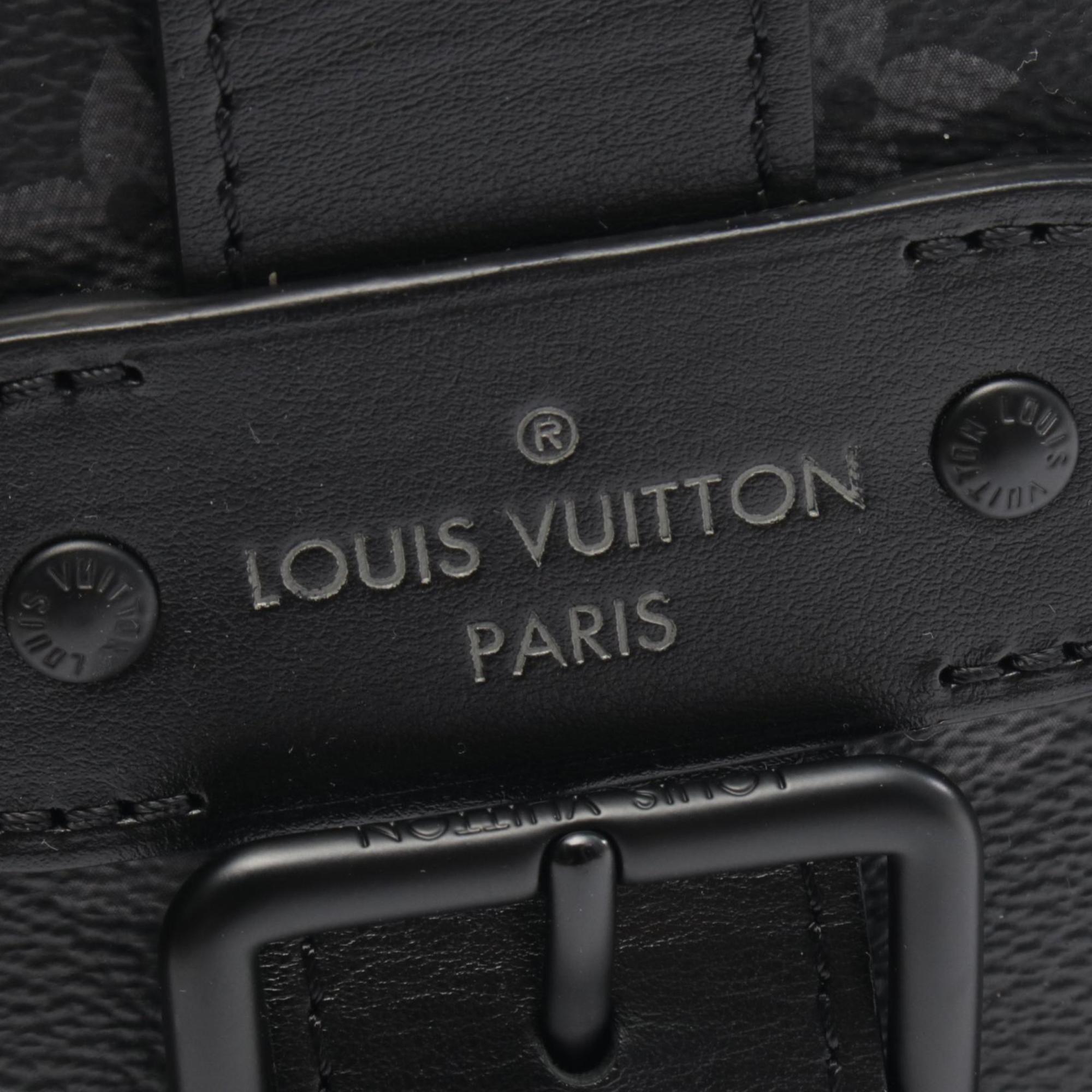 Louis Vuitton Black Coated Canvas Leather Handbag Shoulder Bag
