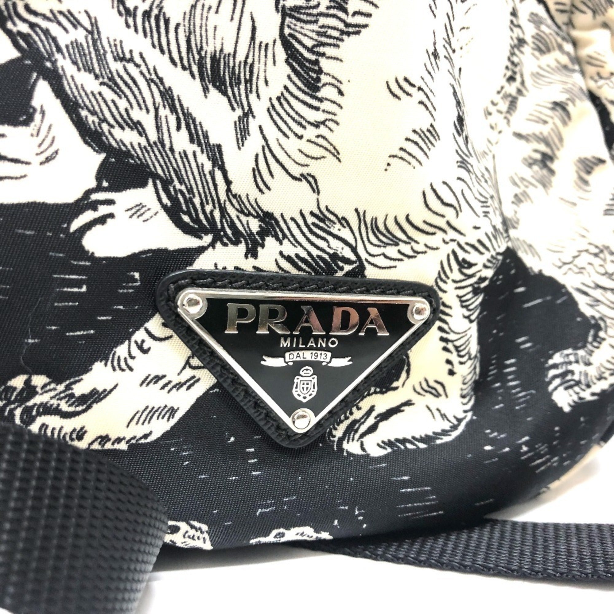 Prada Black White Nylon Backpack