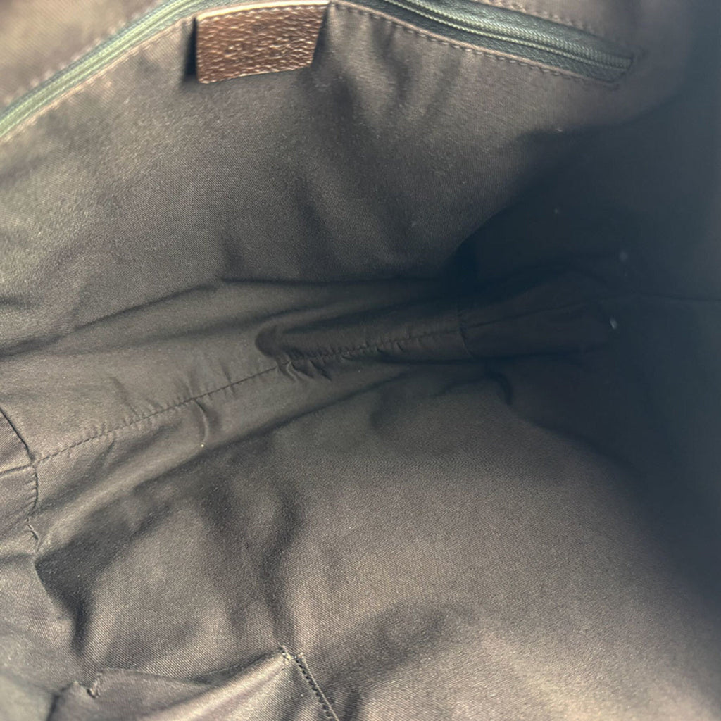 Gucci Brown Brown Gg Gg Canvas Leather Handbag (Pre-Owned)