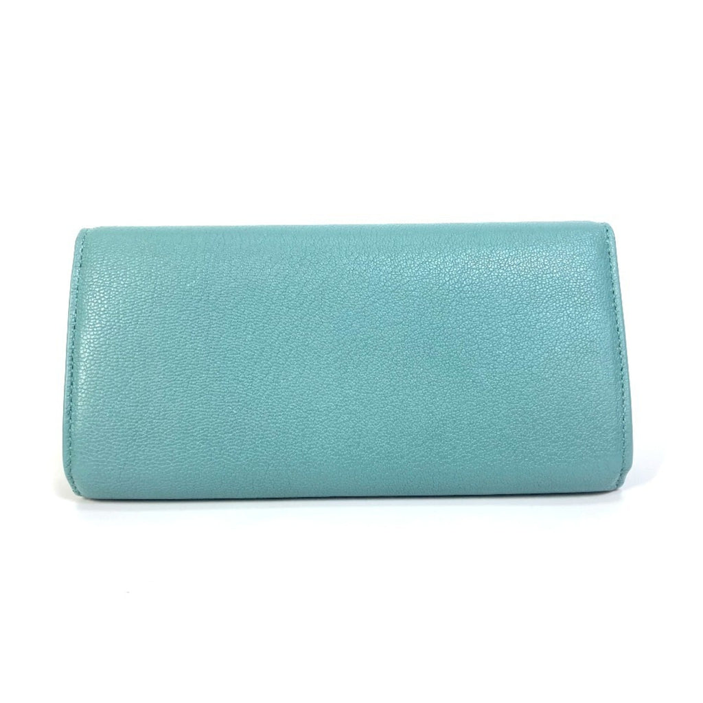 Bottega Veneta Blue Light Blue Green Leather Long Wallet (Bi-Fold)
