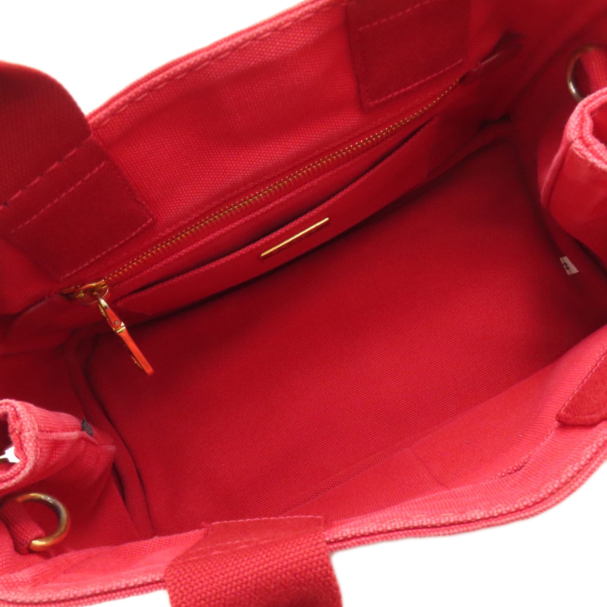 Prada Red Color Canvas Handbag
