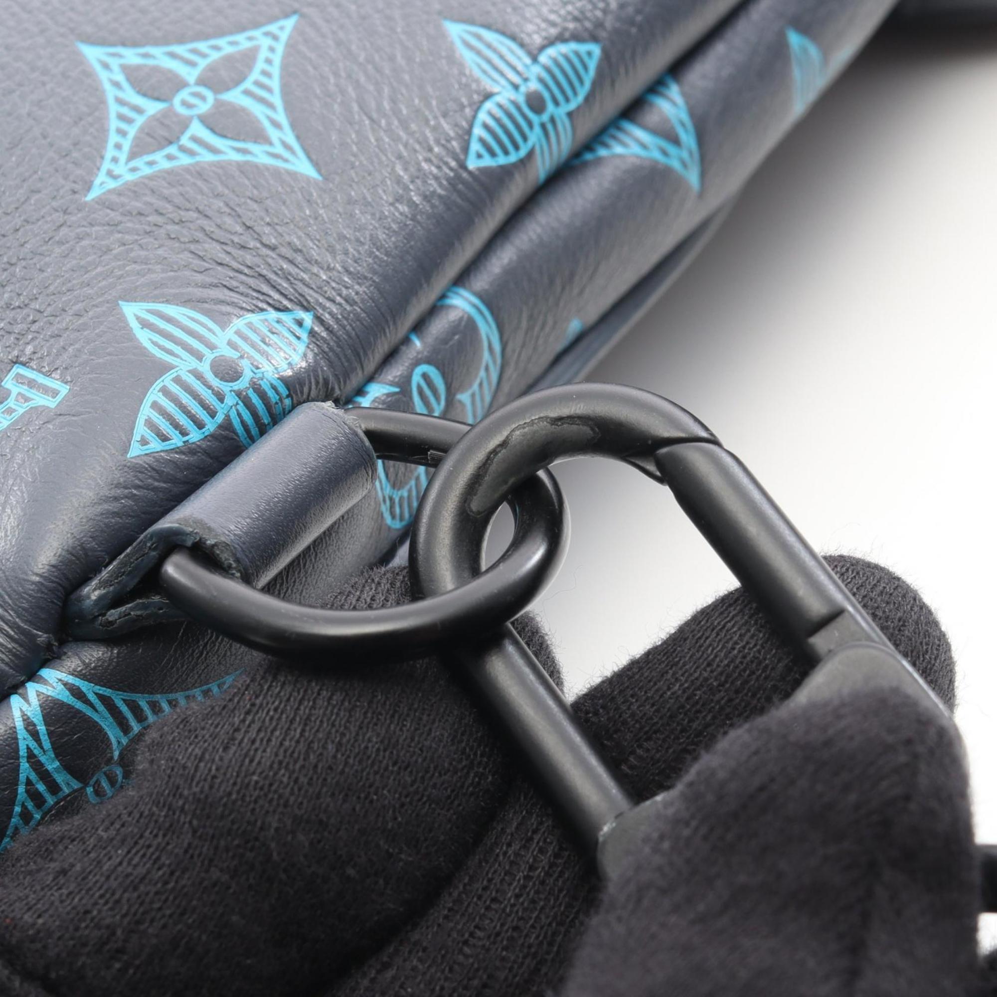 Louis Vuitton Blue Gray Monogram Shadow Leather Fanny Pack Sling Bag