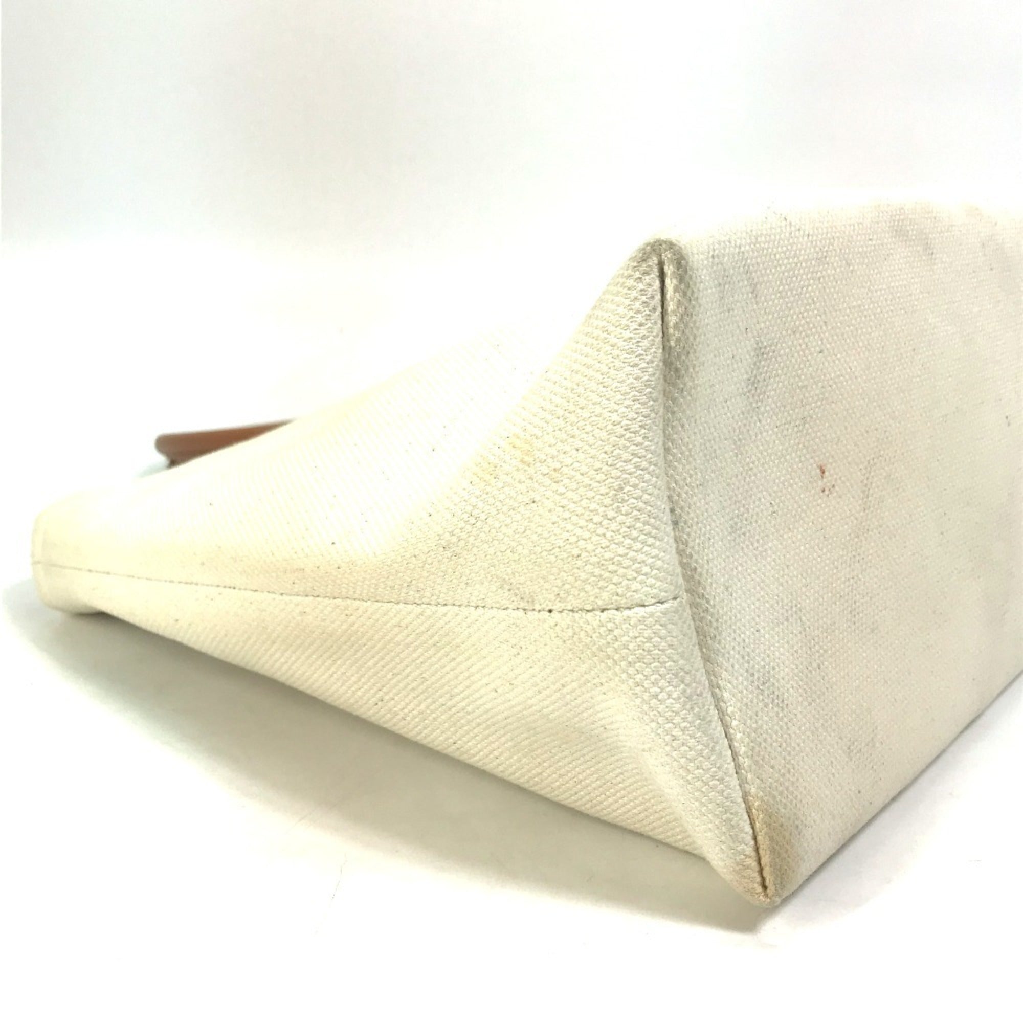 Celine Cabas Beige Canvas Leather Shoulder Bag Tote Bag