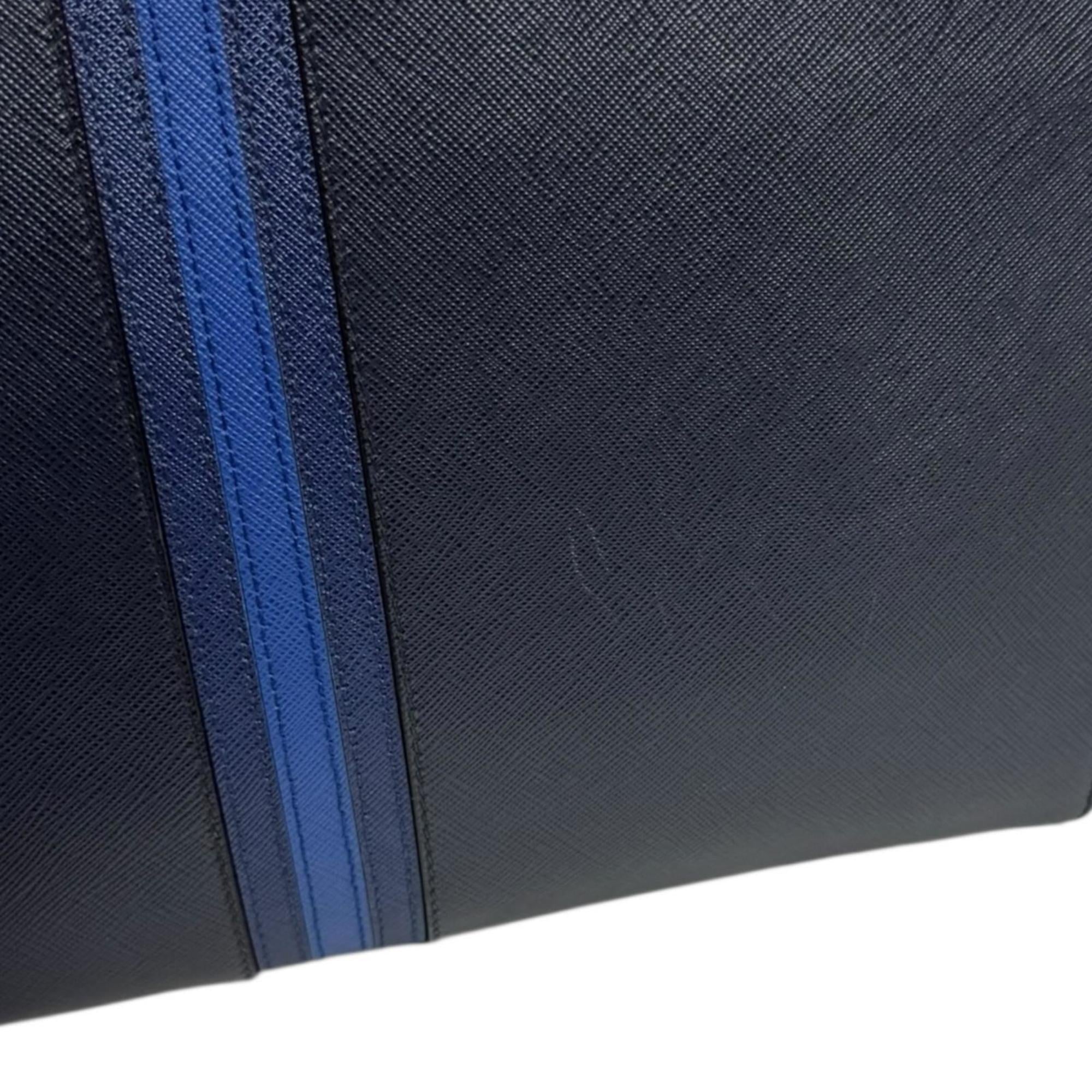 Prada Blue Navy Leather Clutch Bag