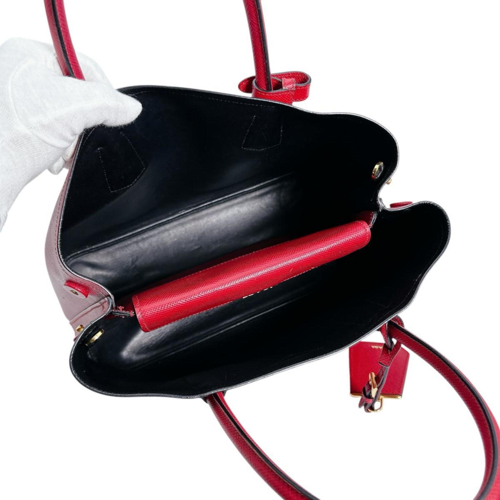 Prada Red Color Leather Handbag Shoulder Bag