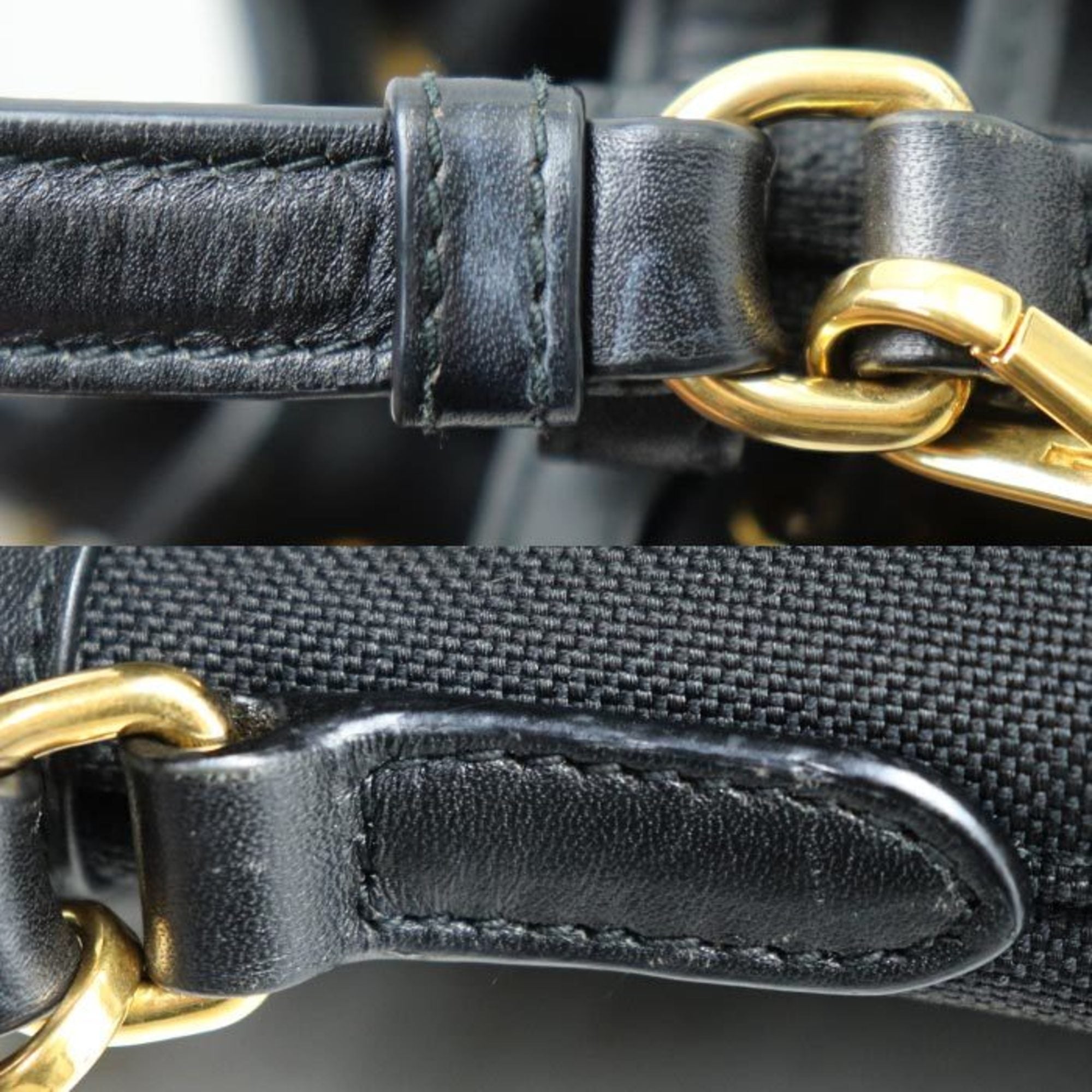 Prada Black Canvas Leather Shoulder Bag