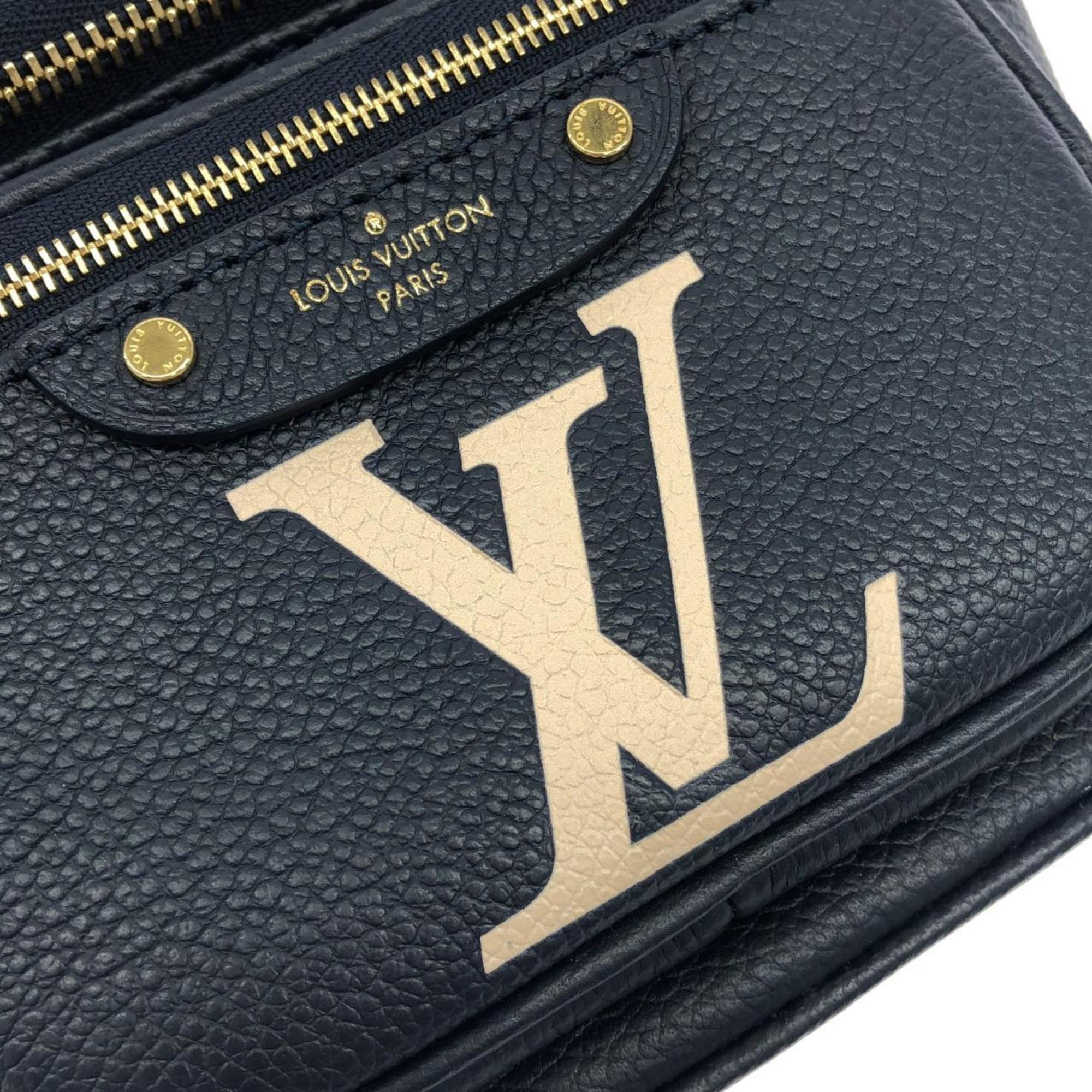 Louis Vuitton Cream Navy Leather Handbag
