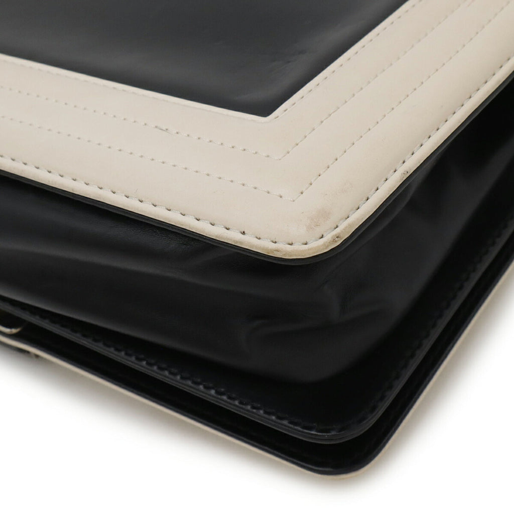 Chanel Black Ivory Leather Shoulder Bag