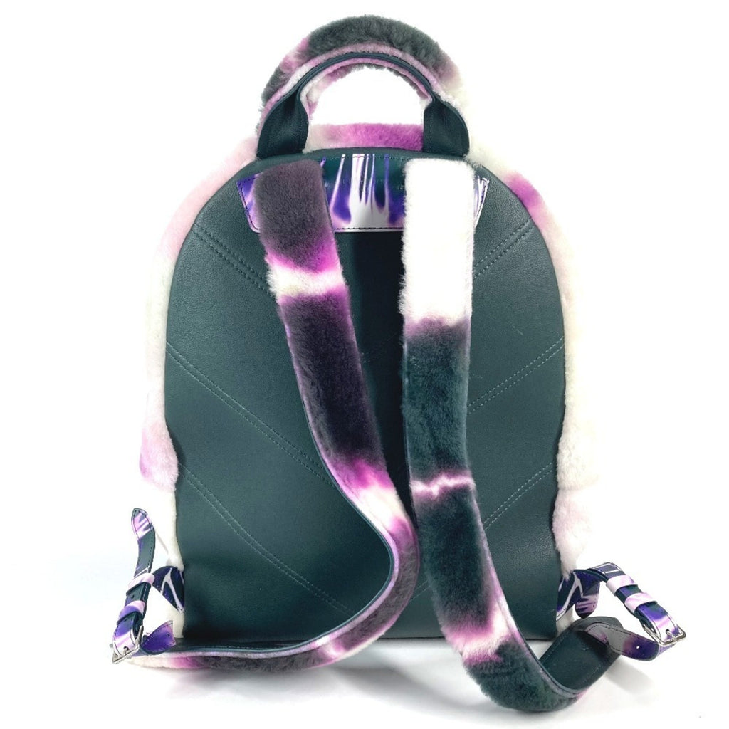 Louis Vuitton Black Purple White Fur Leather Backpack