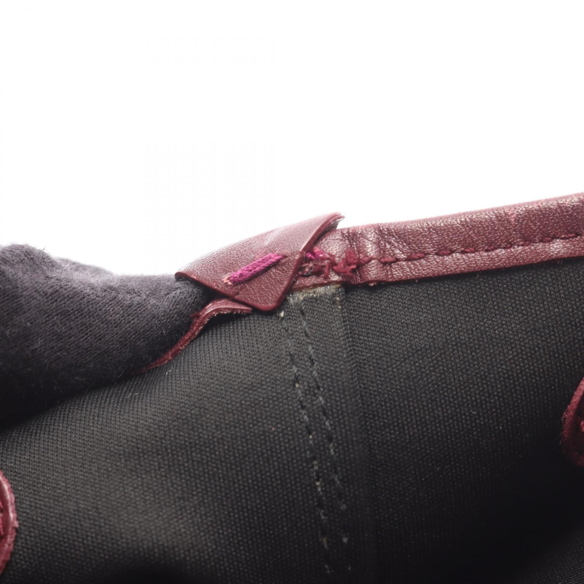 Balenciaga Bordeaux Ivory Canvas Leather Pouch Tote