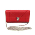 Christian Dior Red Color Leather Chain/Shoulder Wallet (Pre-Owned)