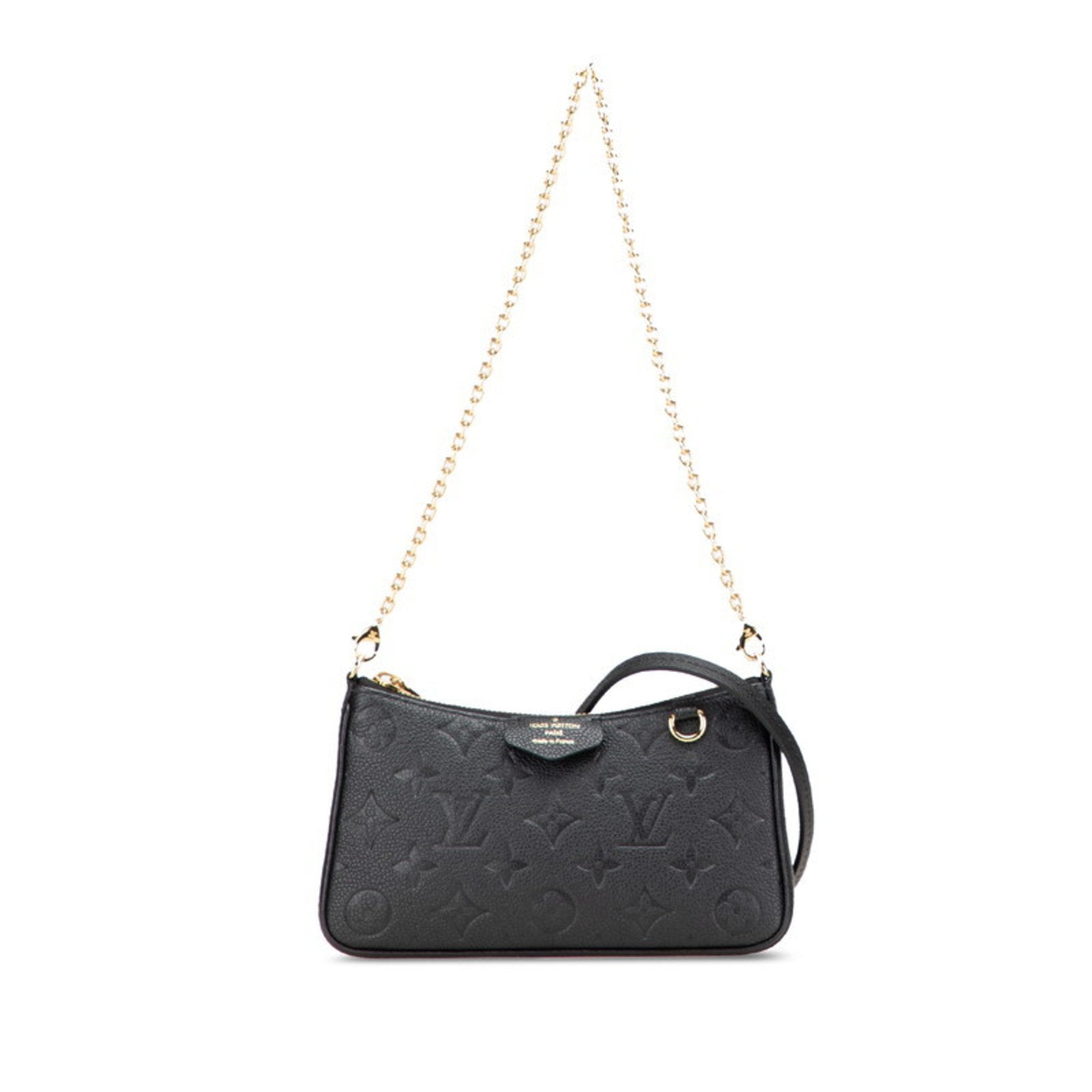 Louis Vuitton Black Leather Handbag Pouch Shoulder Bag