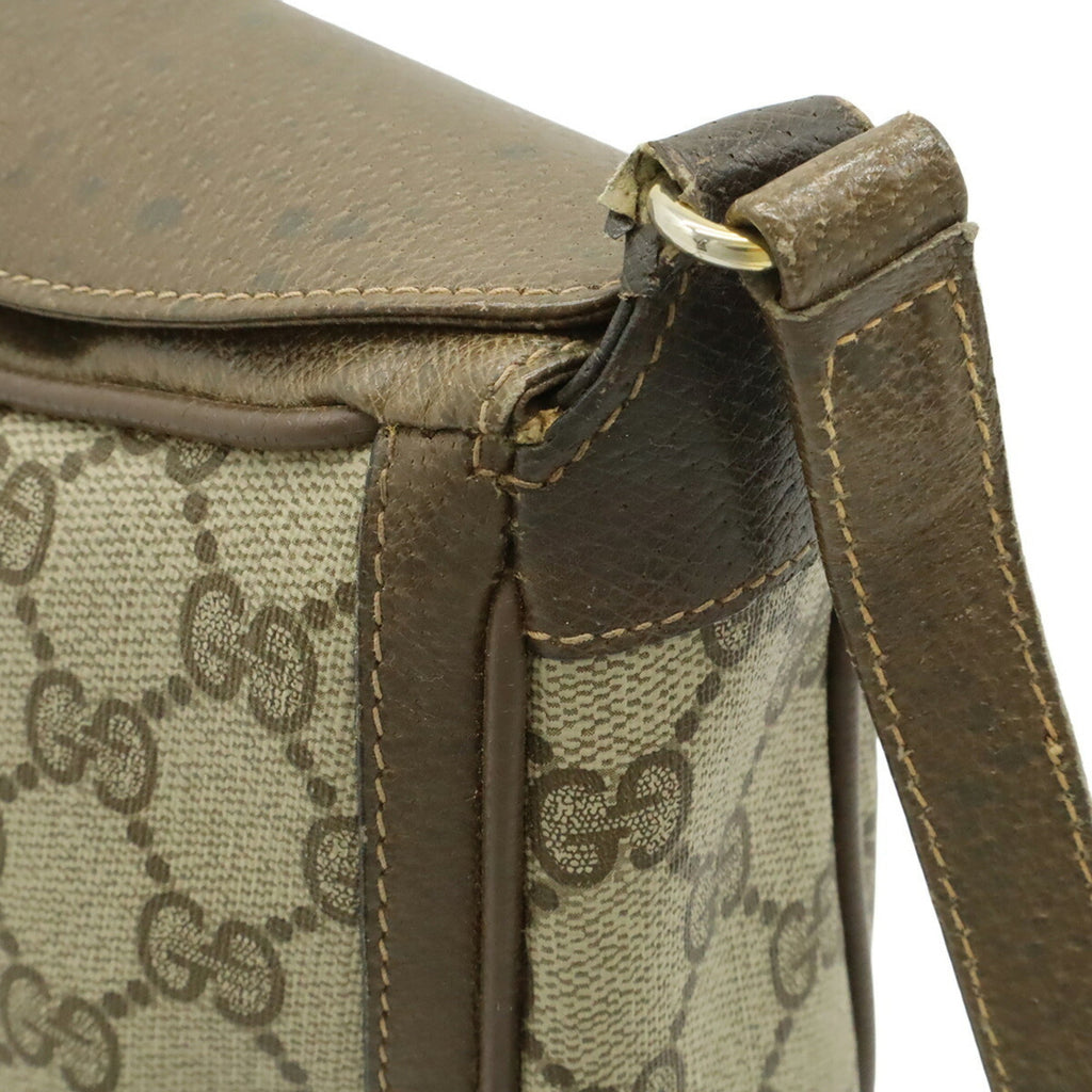 Gucci Gg Plus Beige Brown Green Red Color Coated Canvas Leather Pochette Shoulder Bag (Pre-Owned)