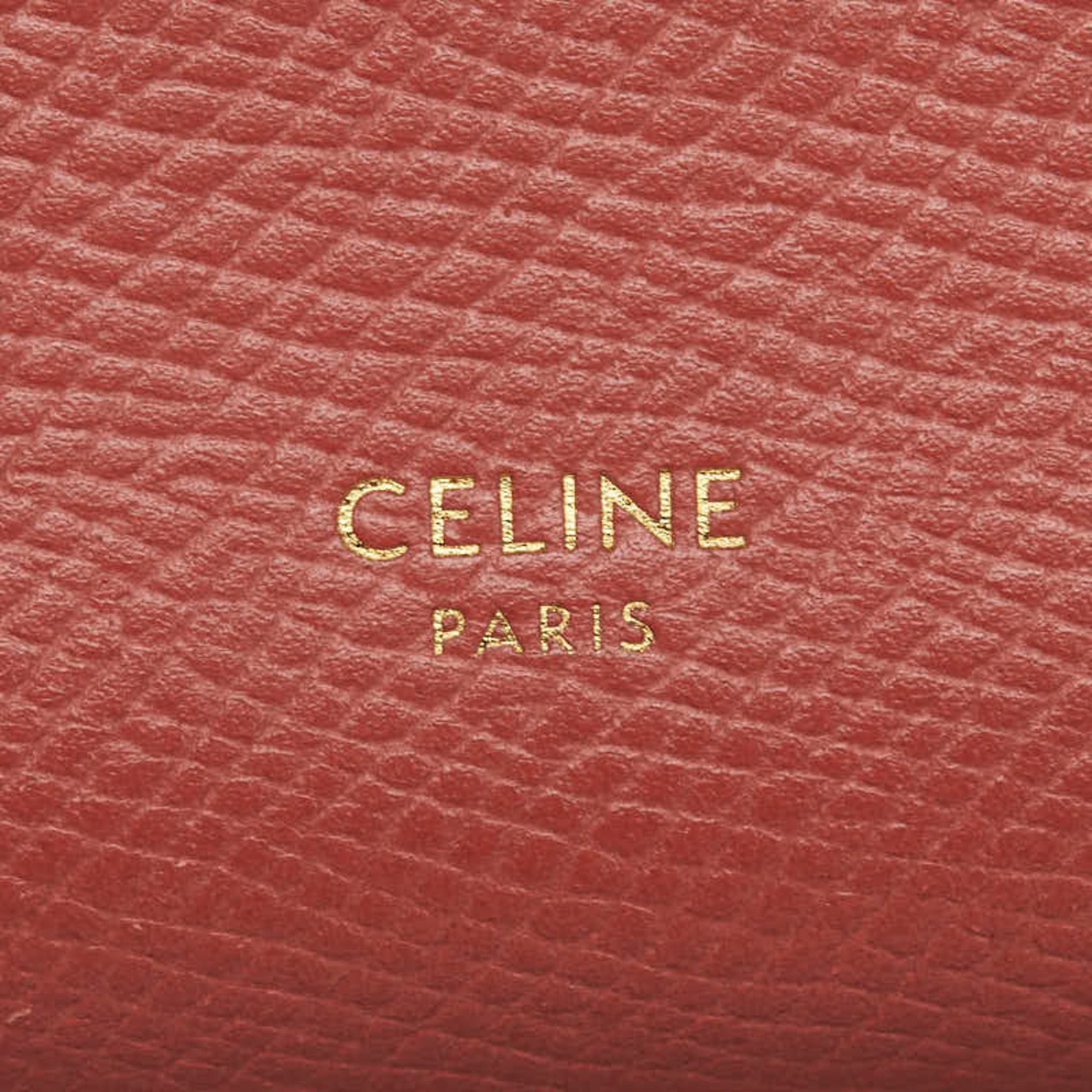 Celine Gray Pink Leather Long Wallet (Bi-Fold)