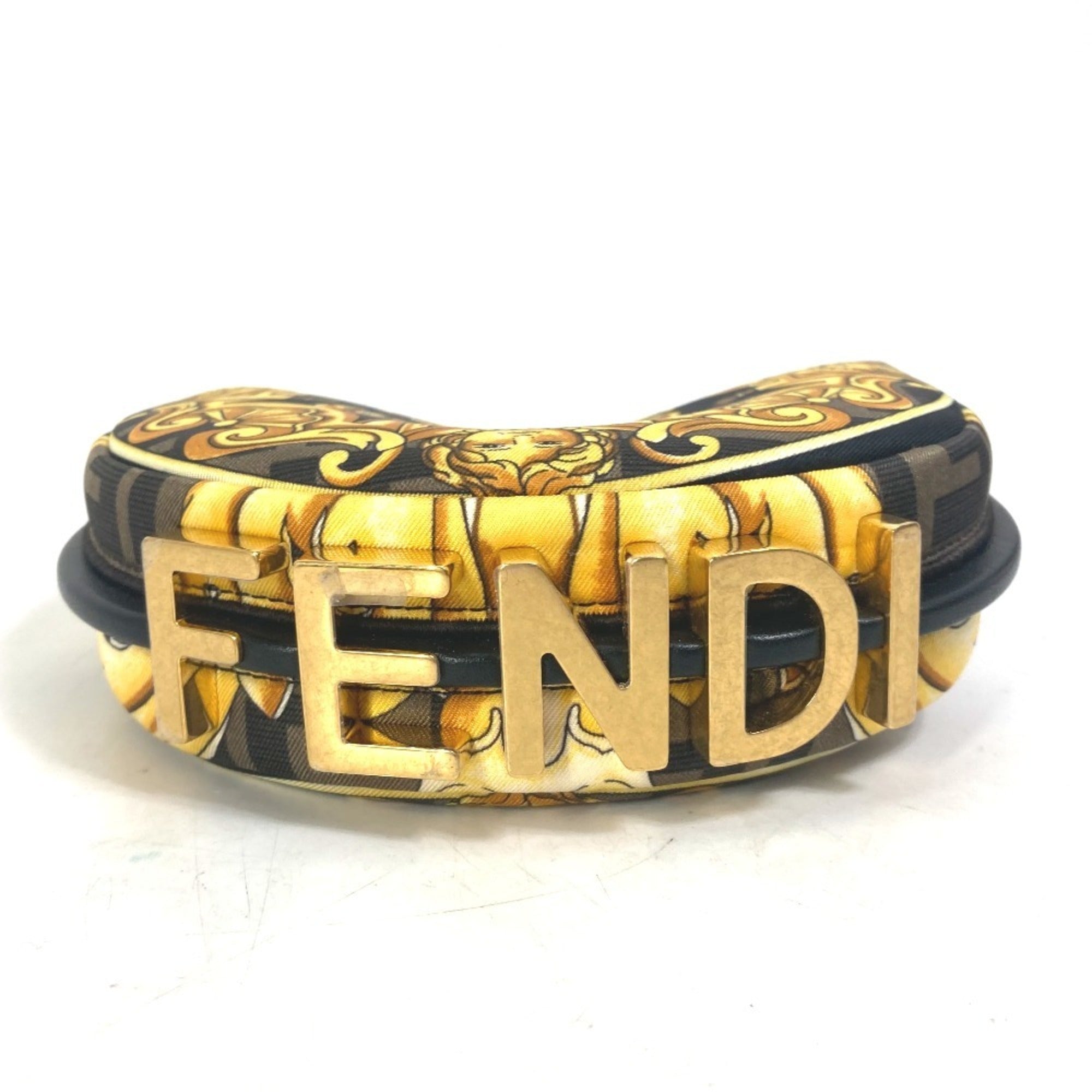 Fendi Black Yellow Nylon Leather Clutch Bag Handbag Pouch