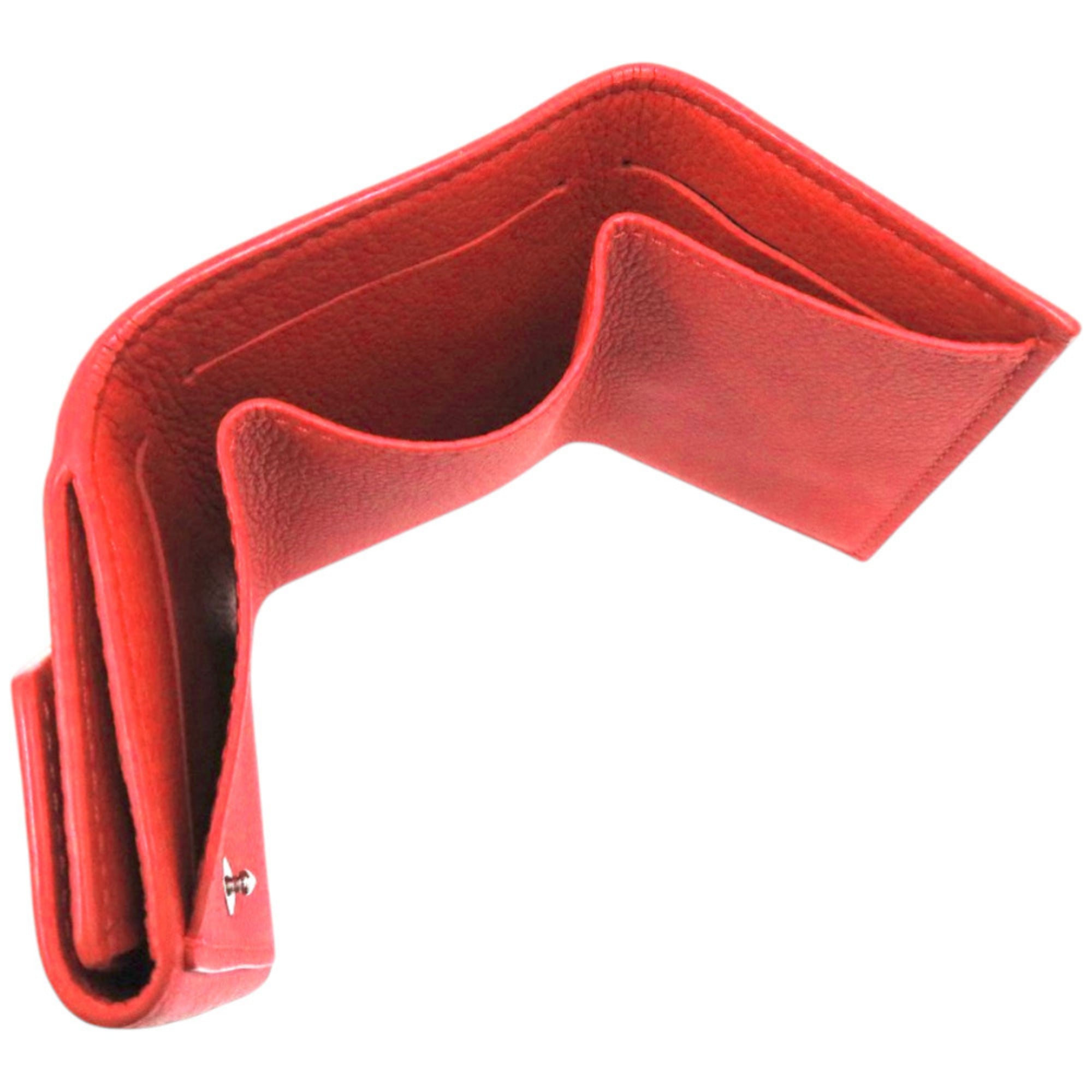 Louis Vuitton Red Color Leather Wallet (Tri-Fold)