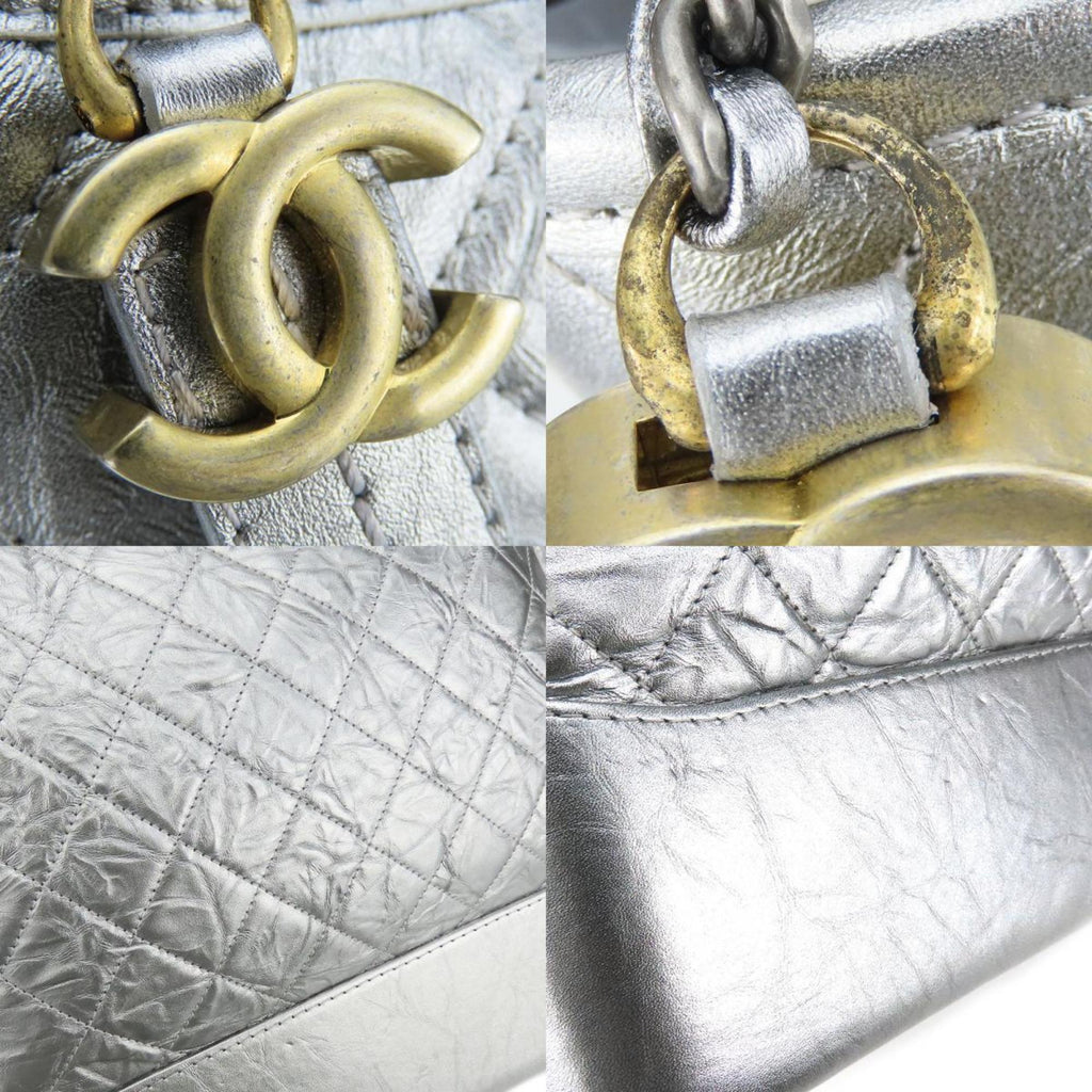 Chanel Metallic Silver Leather Shoulder Bag