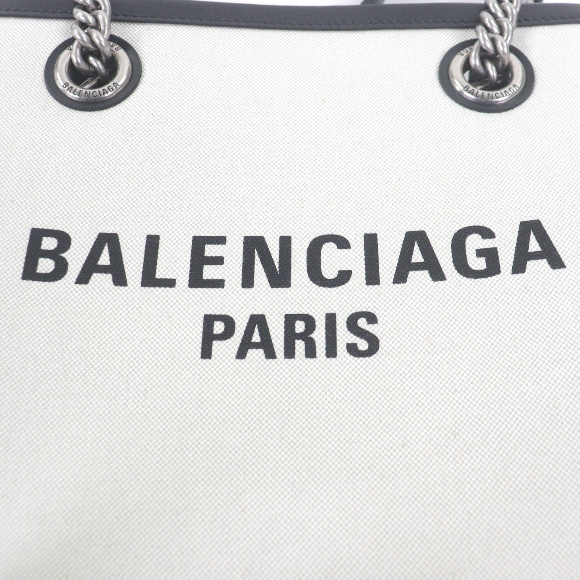 Balenciaga Black Light Beige Canvas Leather Handbag Tote