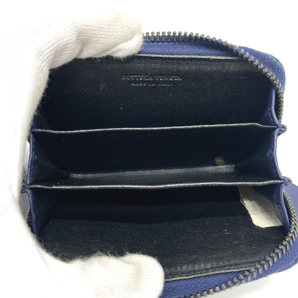 Bottega Veneta Intrecciato Blue Leather Coin Purse/Coin Case