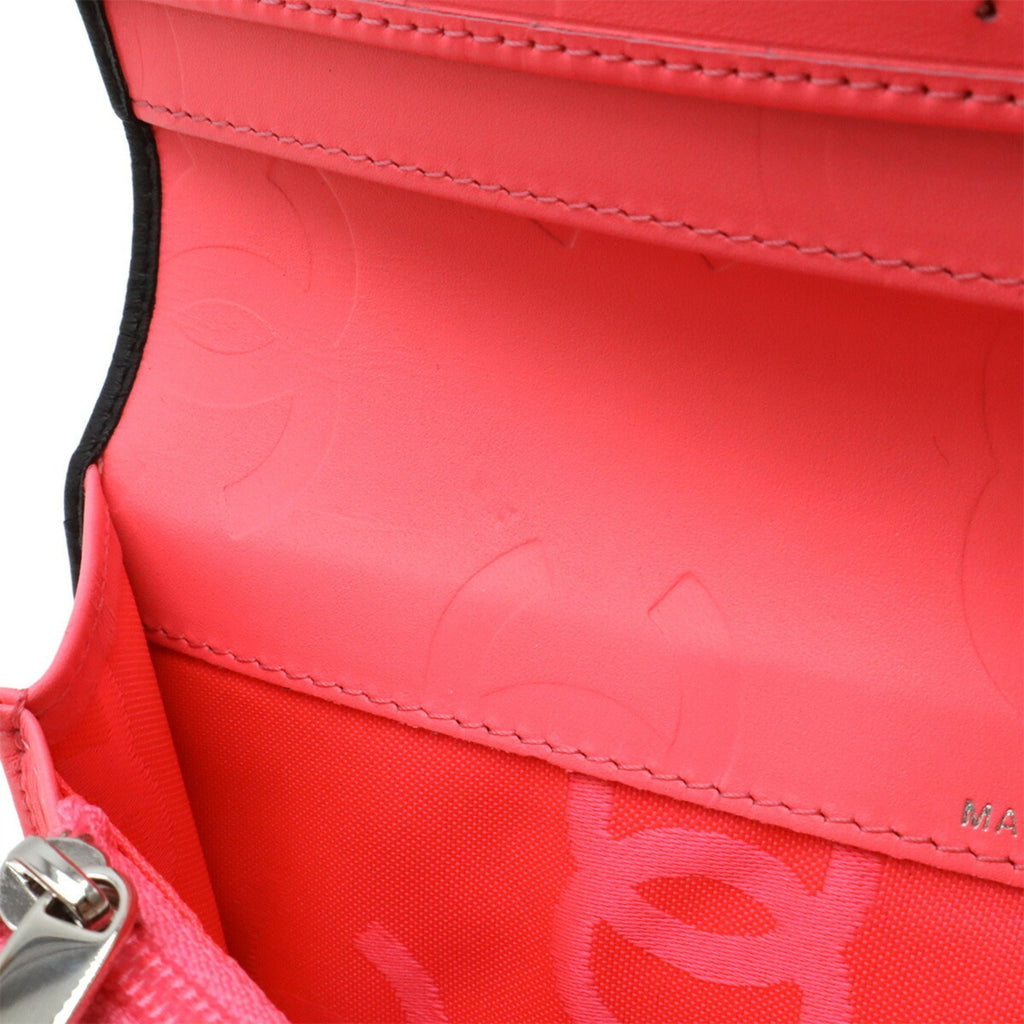 Chanel Black Pink White Leather Long Wallet (Bi-Fold)