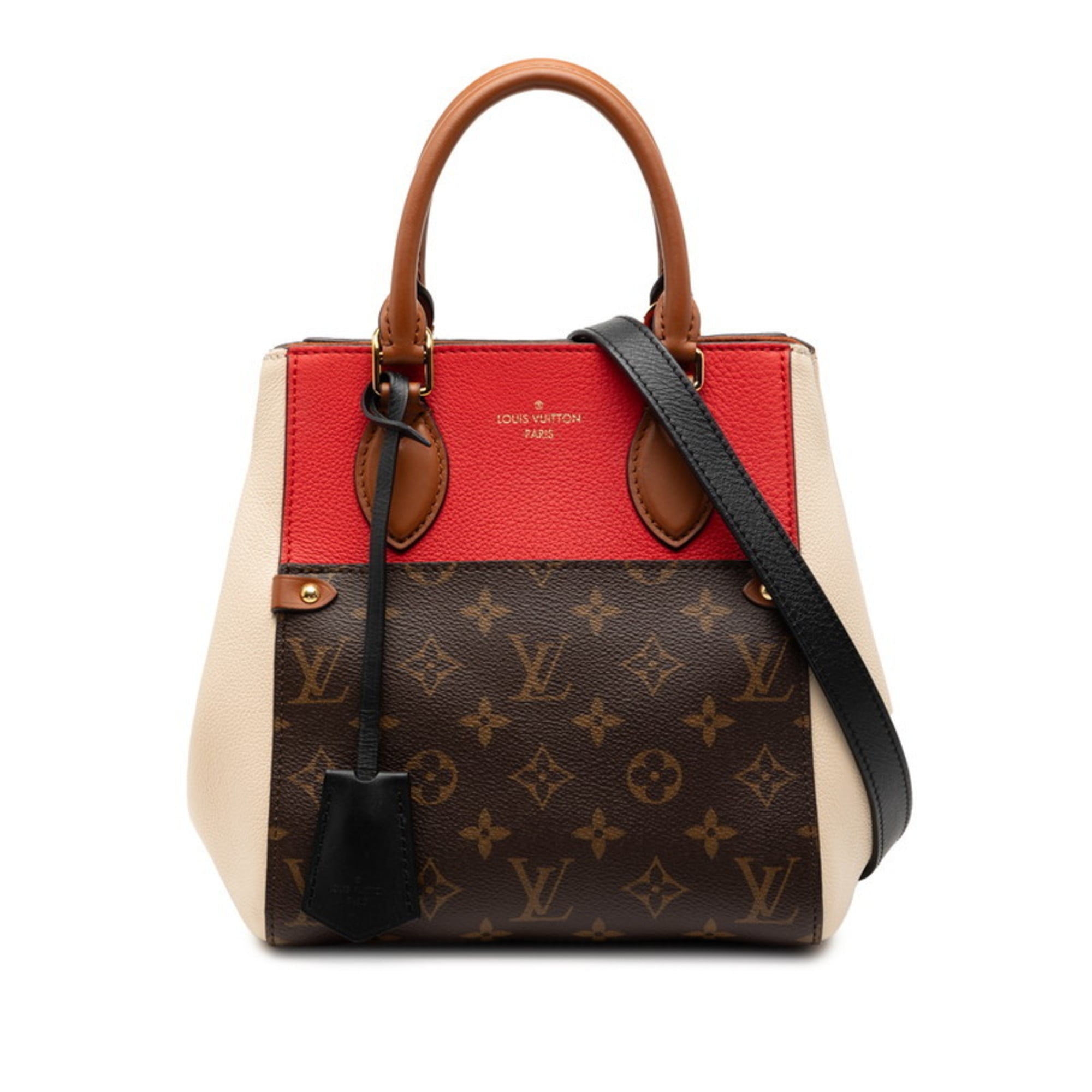 Louis Vuitton Beige Brown Red Color Pvc Leather Handbag Shoulder Bag