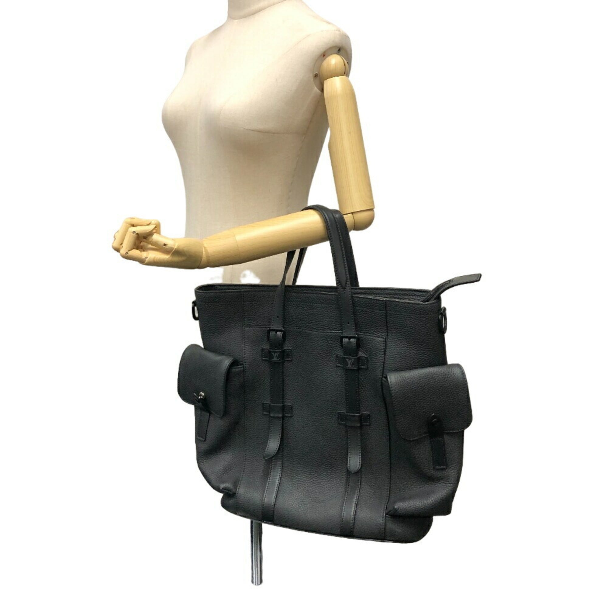 Louis Vuitton Taurillon Black Leather Tote Bag