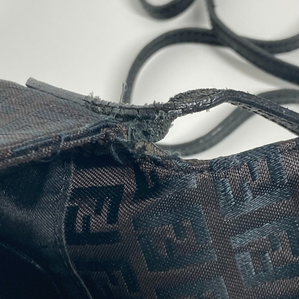Fendi Black Canvas Leather Pochette Shoulder Bag