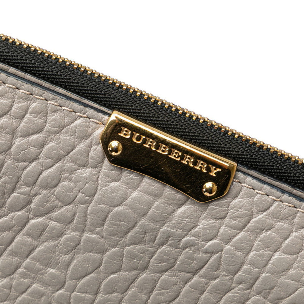 Burberry Gray Leather Long Wallet (Bi-Fold)