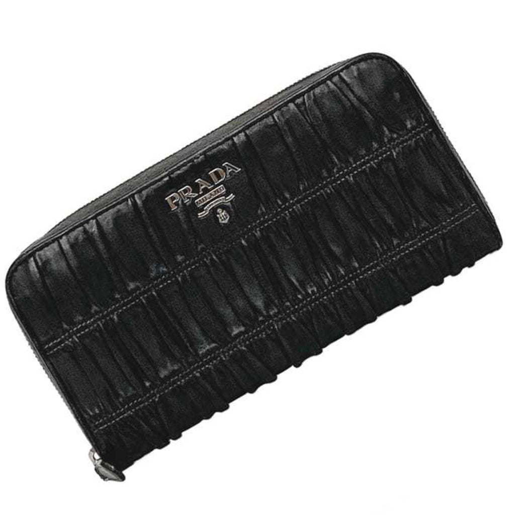 Prada Black Leather Long Wallet (Bi-Fold)