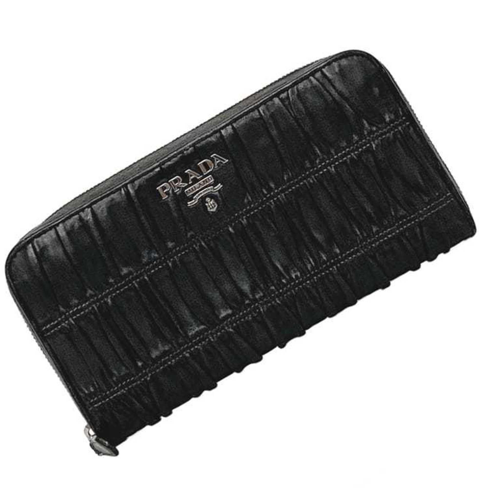 Prada Black Leather Long Wallet (Bi-Fold)
