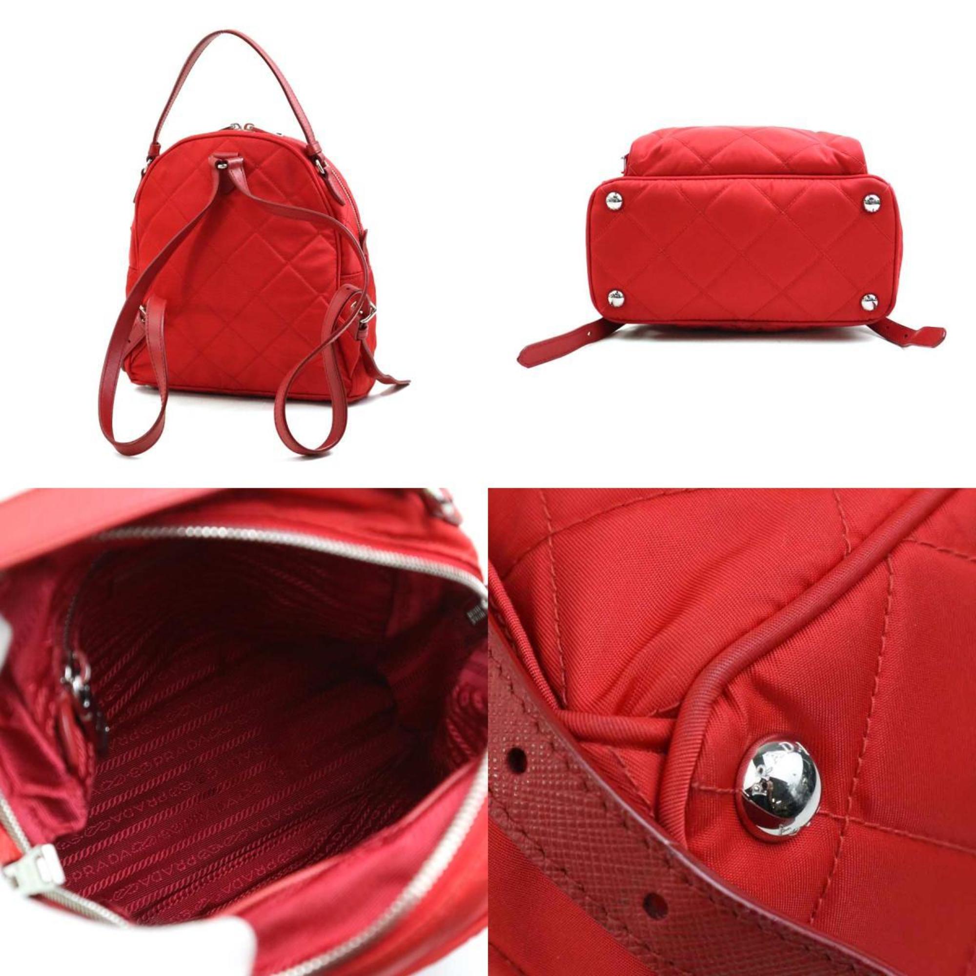 Prada Red Color Nylon Leather Backpack