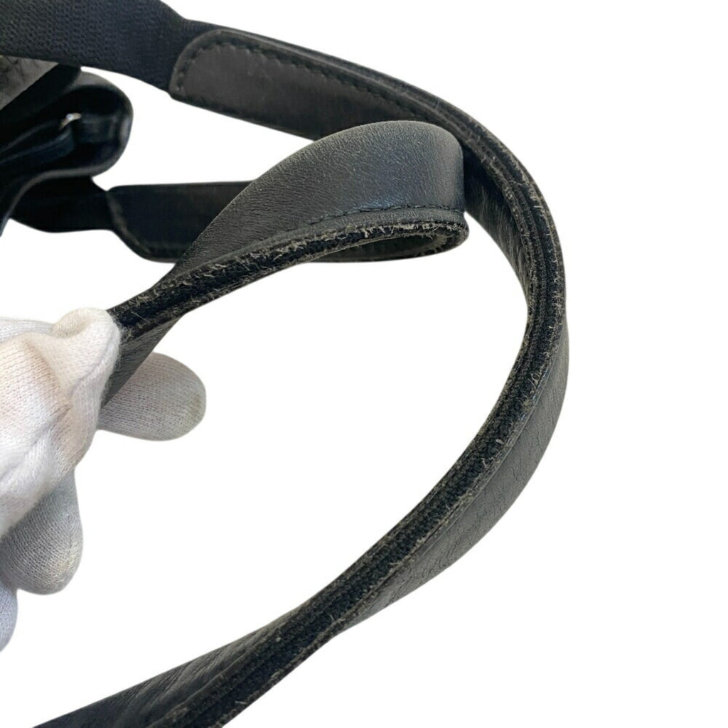 Balenciaga Black Ivory Canvas Leather Hand