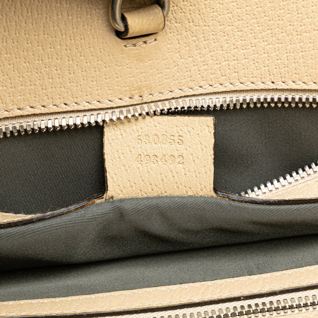 Gucci Beige Gray Nylon Leather Handbag Shoulder Bag (Pre-Owned)