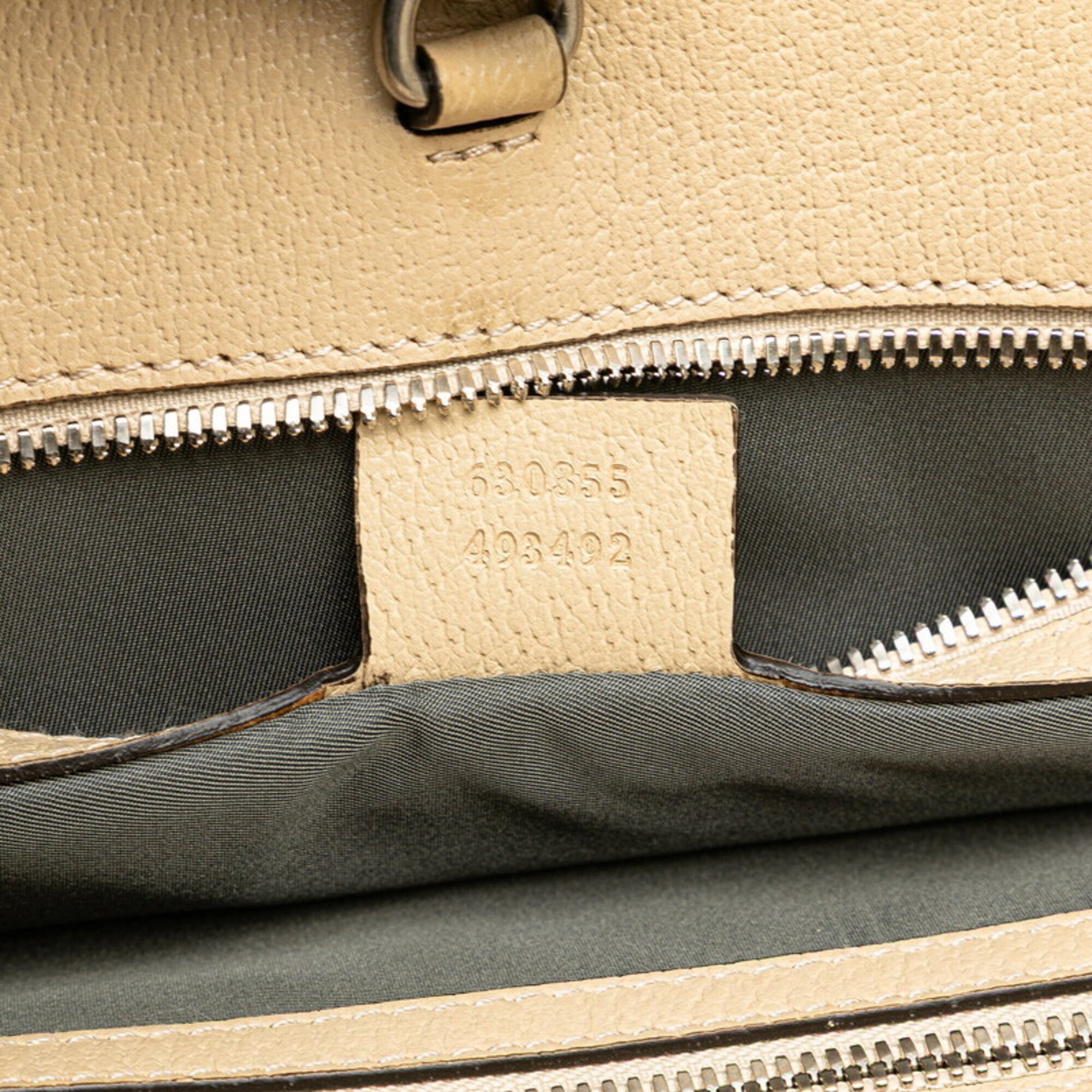 Gucci Beige Gray Nylon Leather Handbag Shoulder Bag (Pre-Owned)