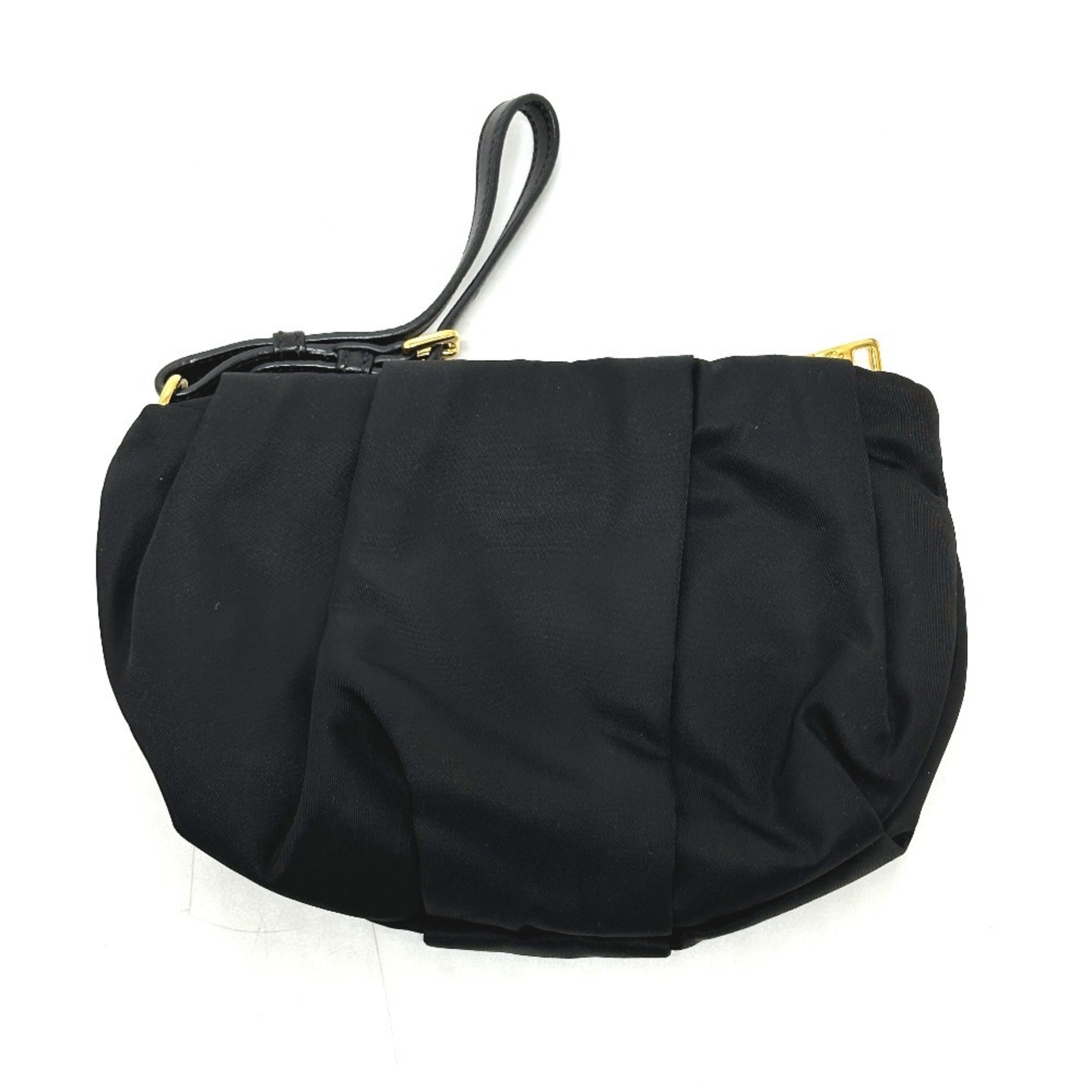 Prada Black Leather Nylon Pouch