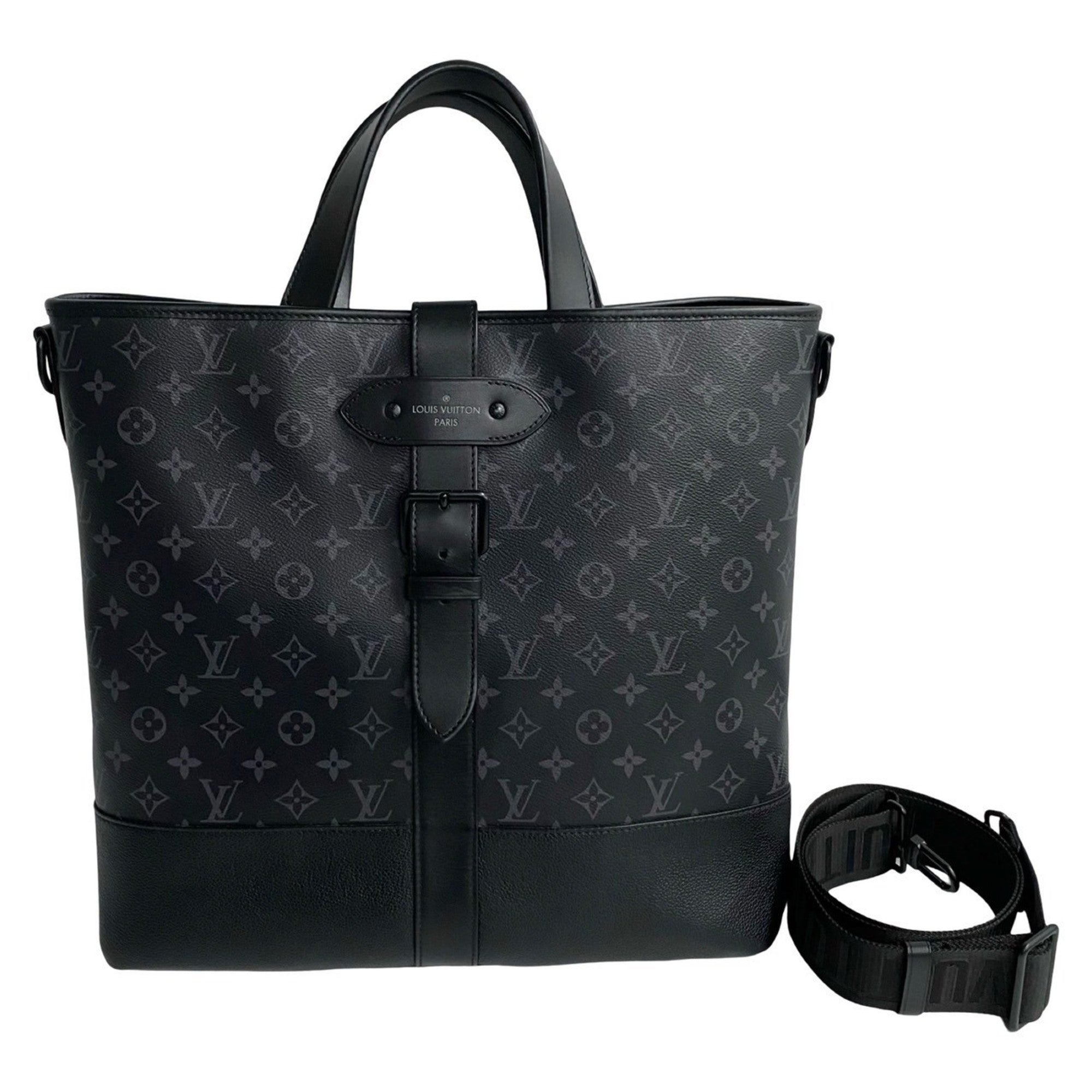 Louis Vuitton Black Leather Shoulder Bag Tote Bag
